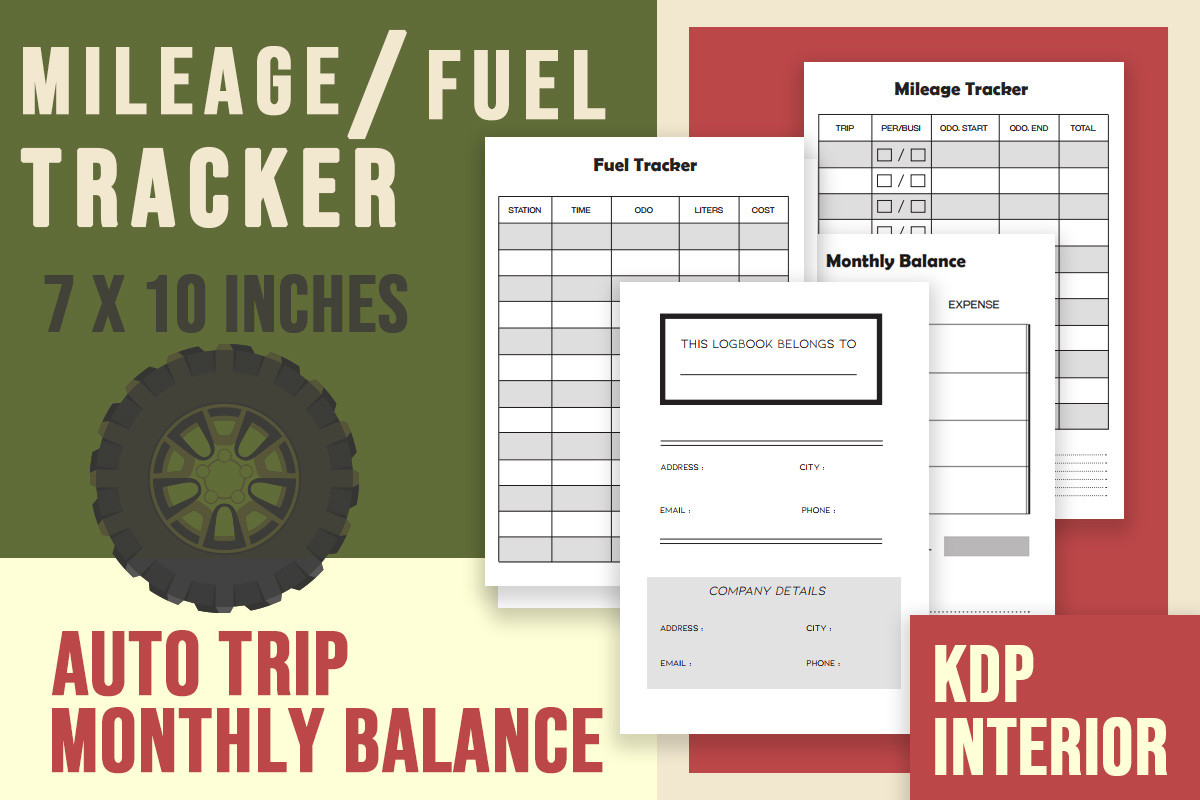 mileage tracker: Mileage, Fuel and Monthly Balance Sheets in Seven-by-Ten original product preview