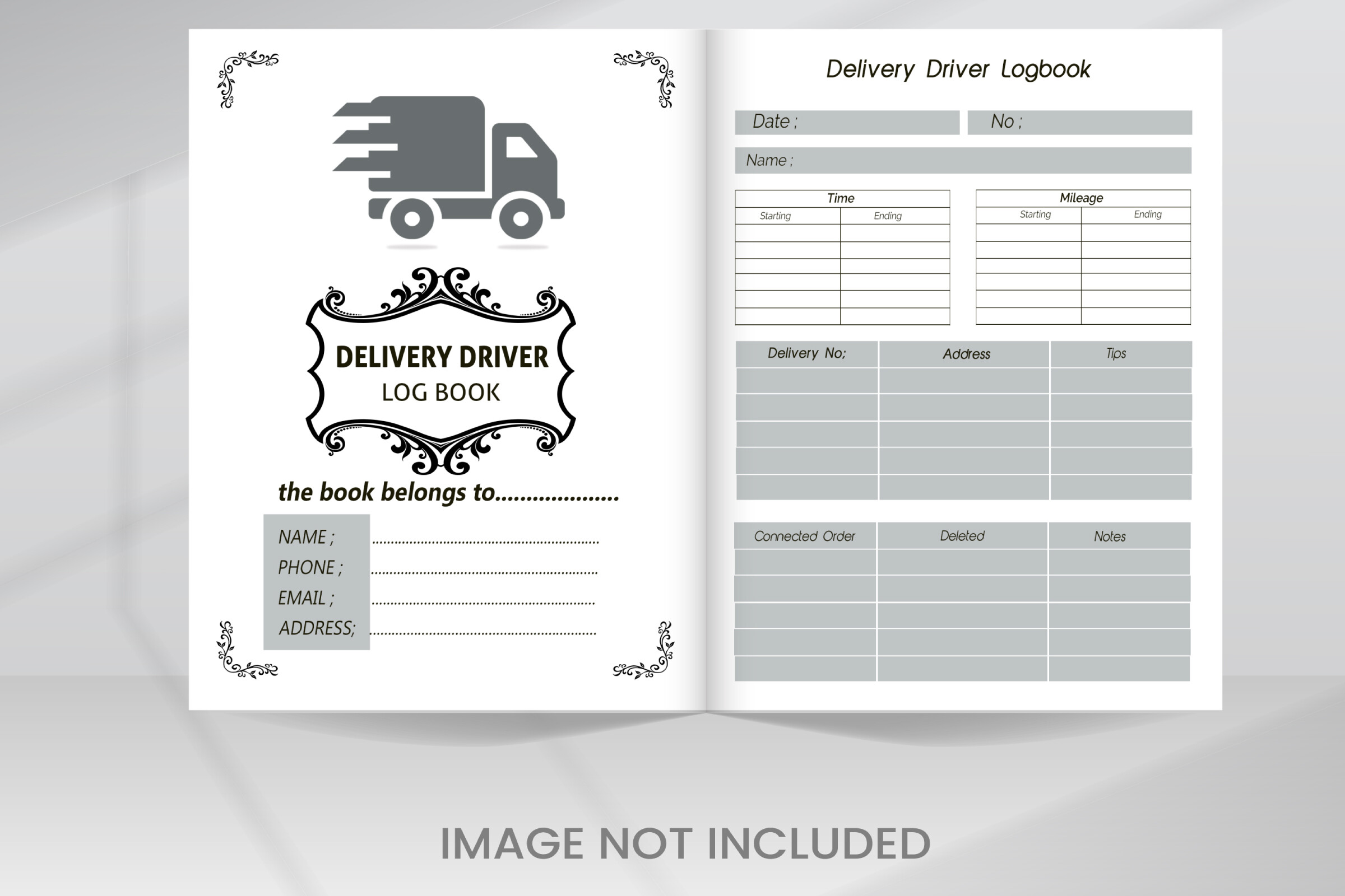 mileage tracker: An Editable PSD Log for Delivery Driver Activities original product preview