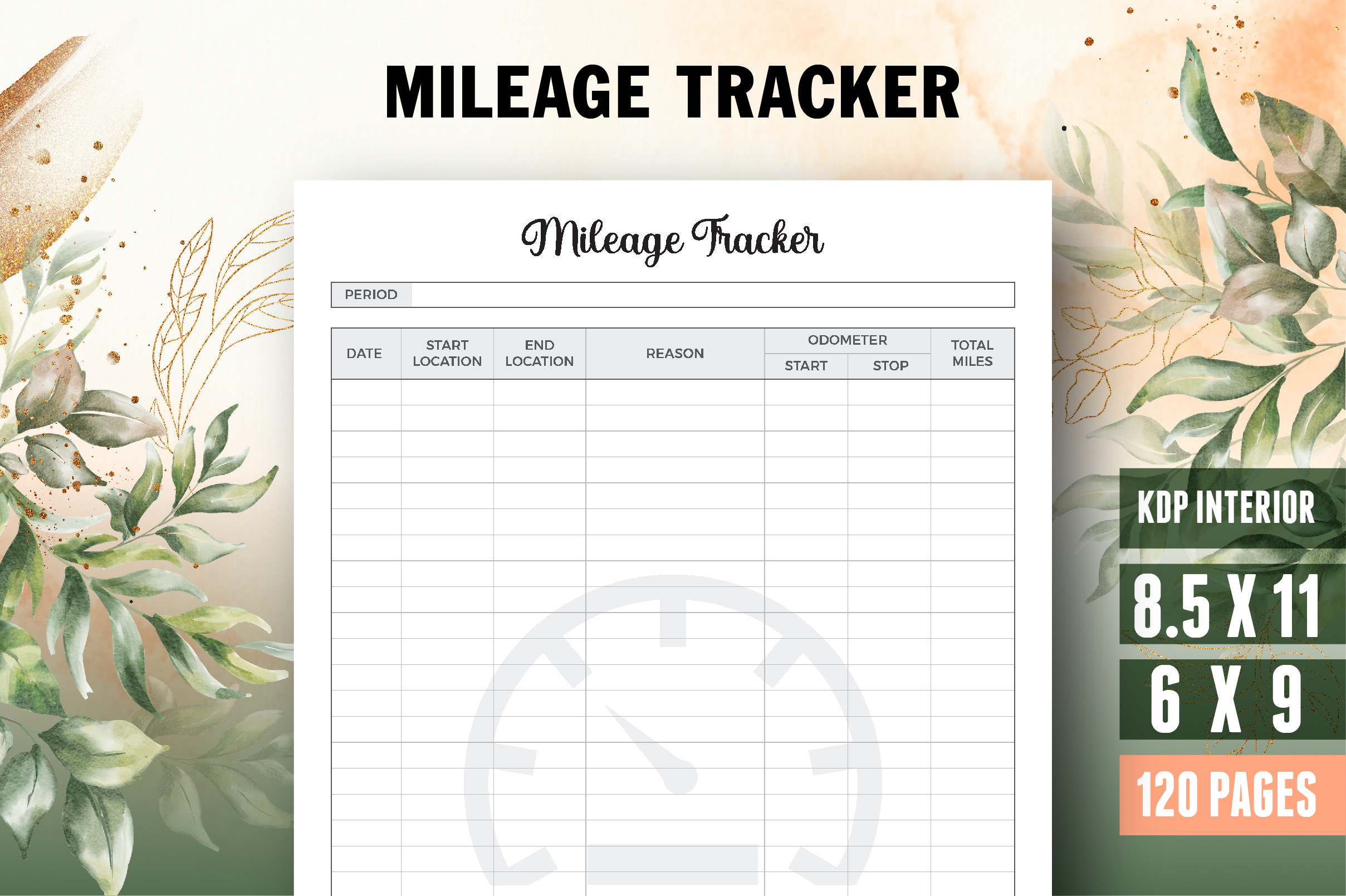 mileage tracker: A Two-Size Mileage Log with Editable Illustrator Source original product preview