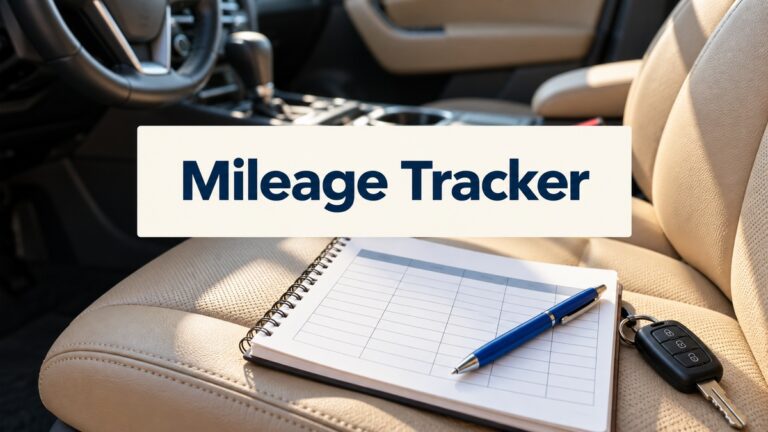mileage tracker with realistic themed stationery and centered title