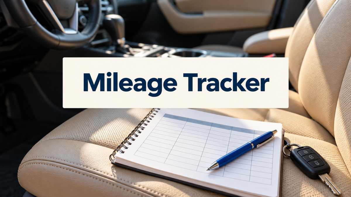 mileage tracker with realistic themed stationery and centered title