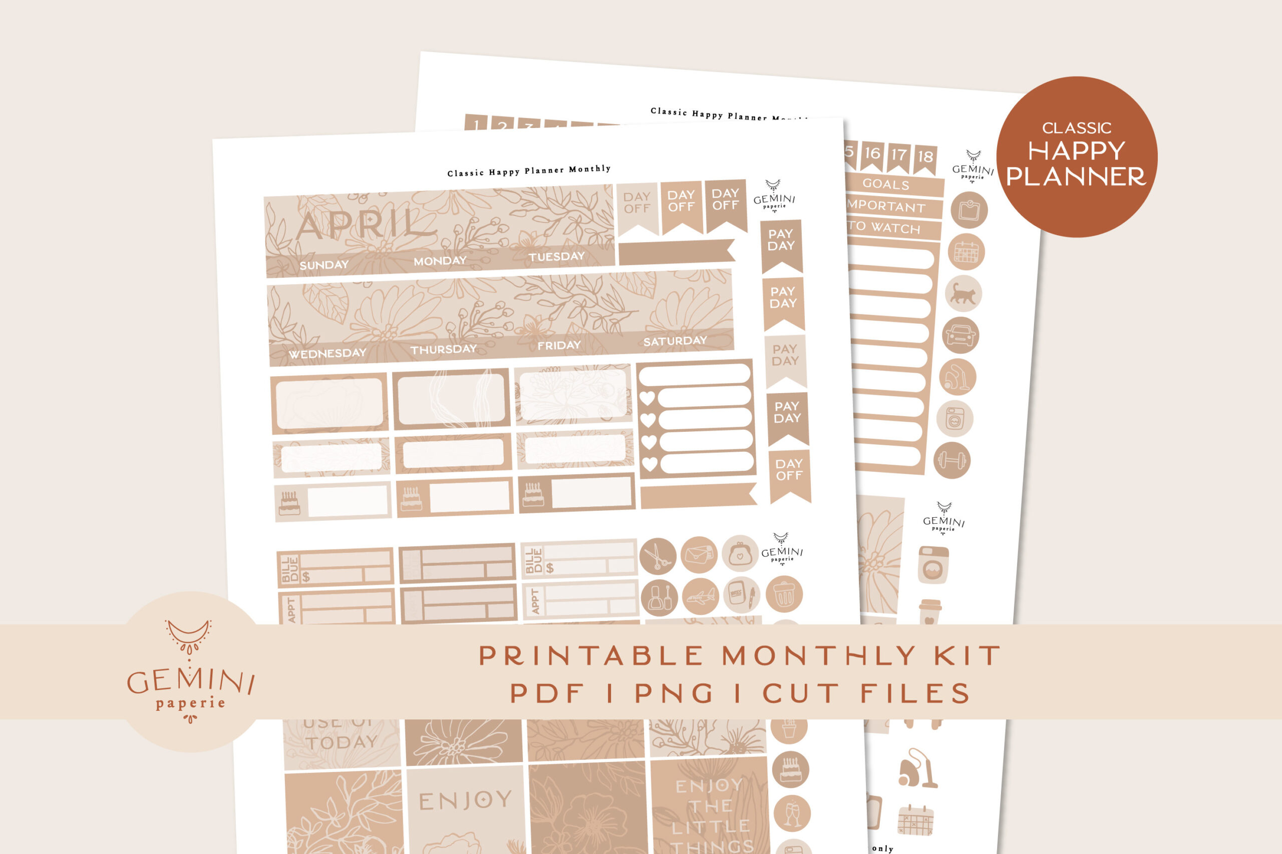 Monthly Planner Stickers: Classic Happy Planner Monthly Kit