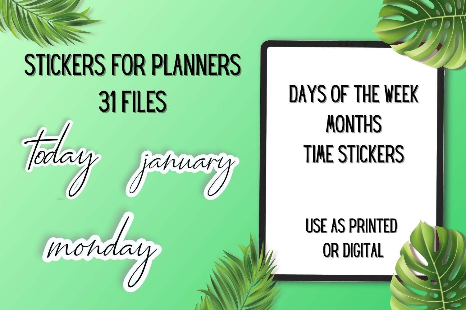 Monthly Planner Stickers: Calendar Stickers: Week, Month and Planner Words