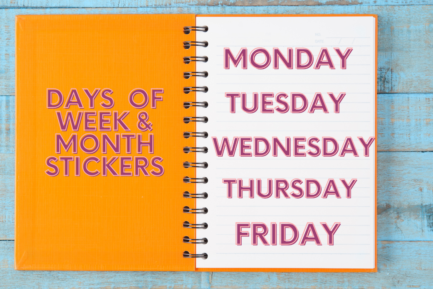 Monthly Planner Stickers: Bullet Journal Month and Week Name Stickers