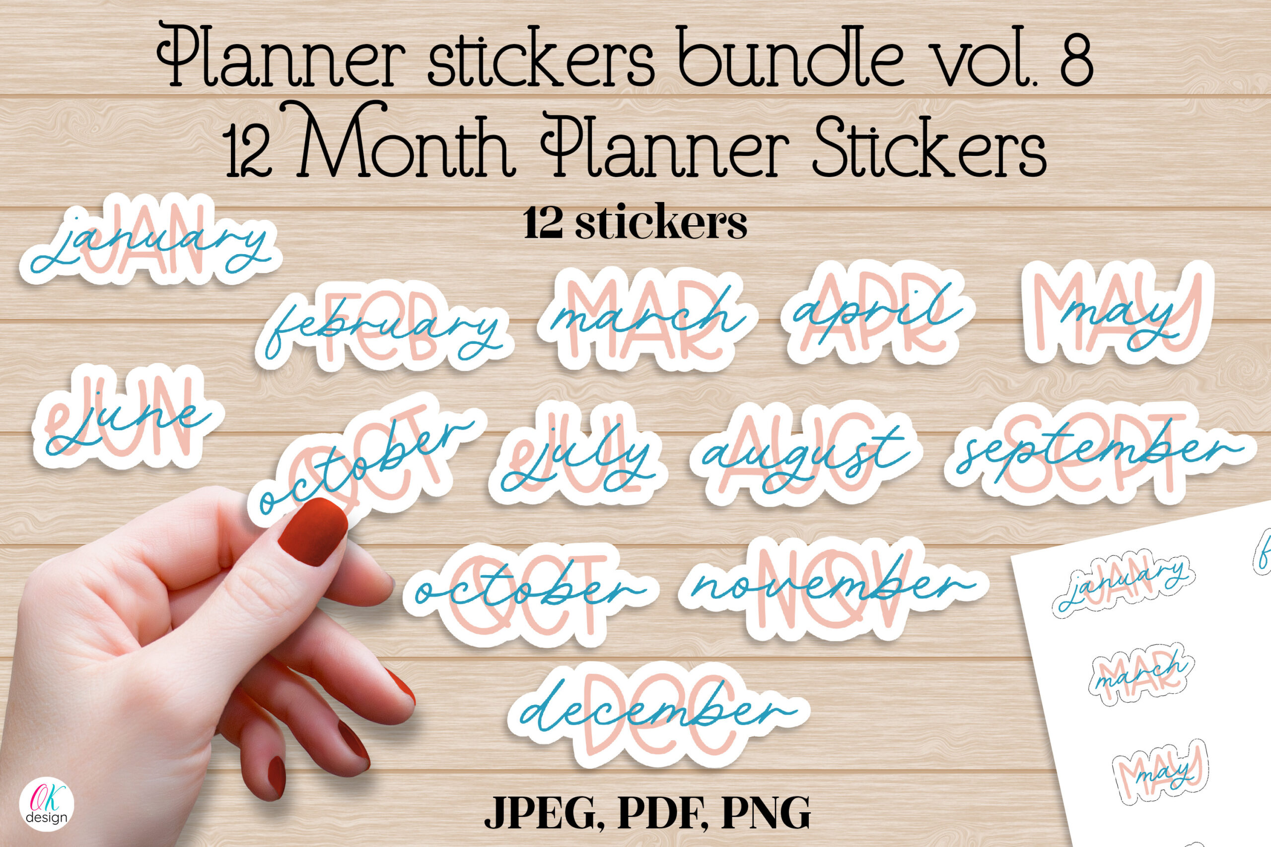 Monthly Planner Stickers: 12 Months Planner Stickers