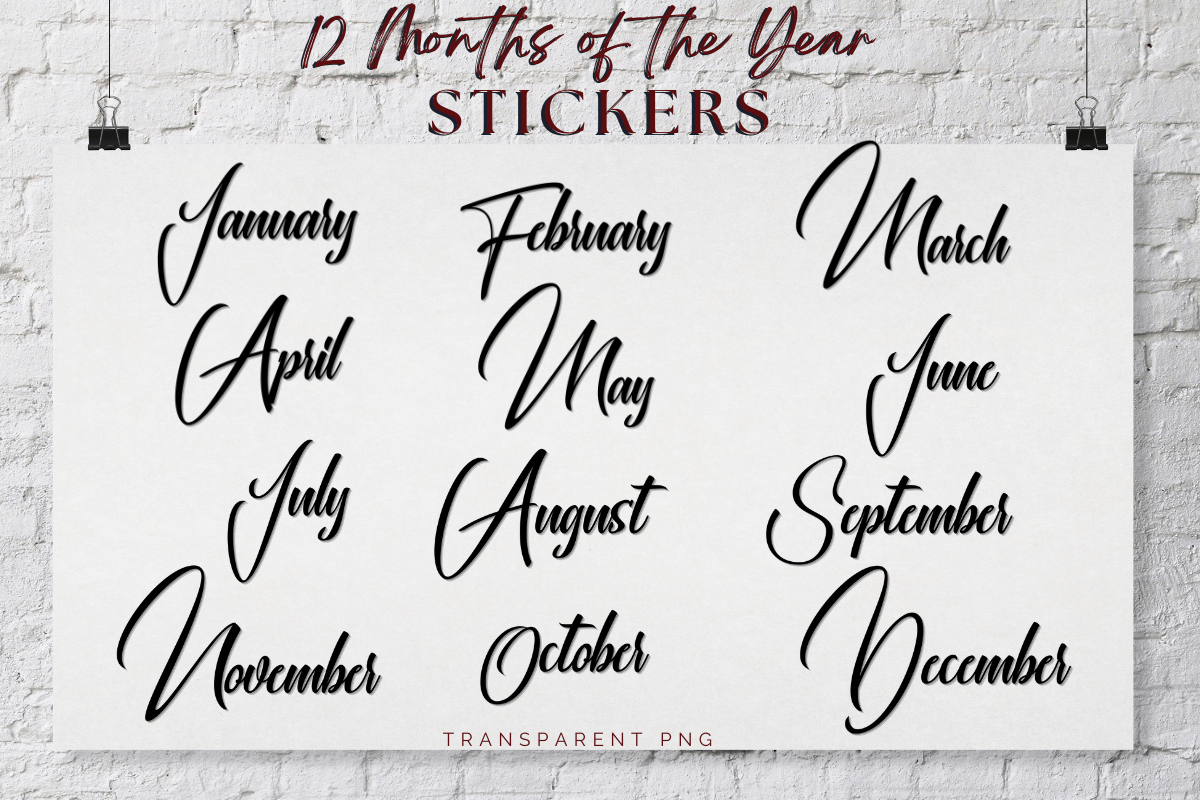Monthly Planner Stickers: Months of the Year Planner Stickers