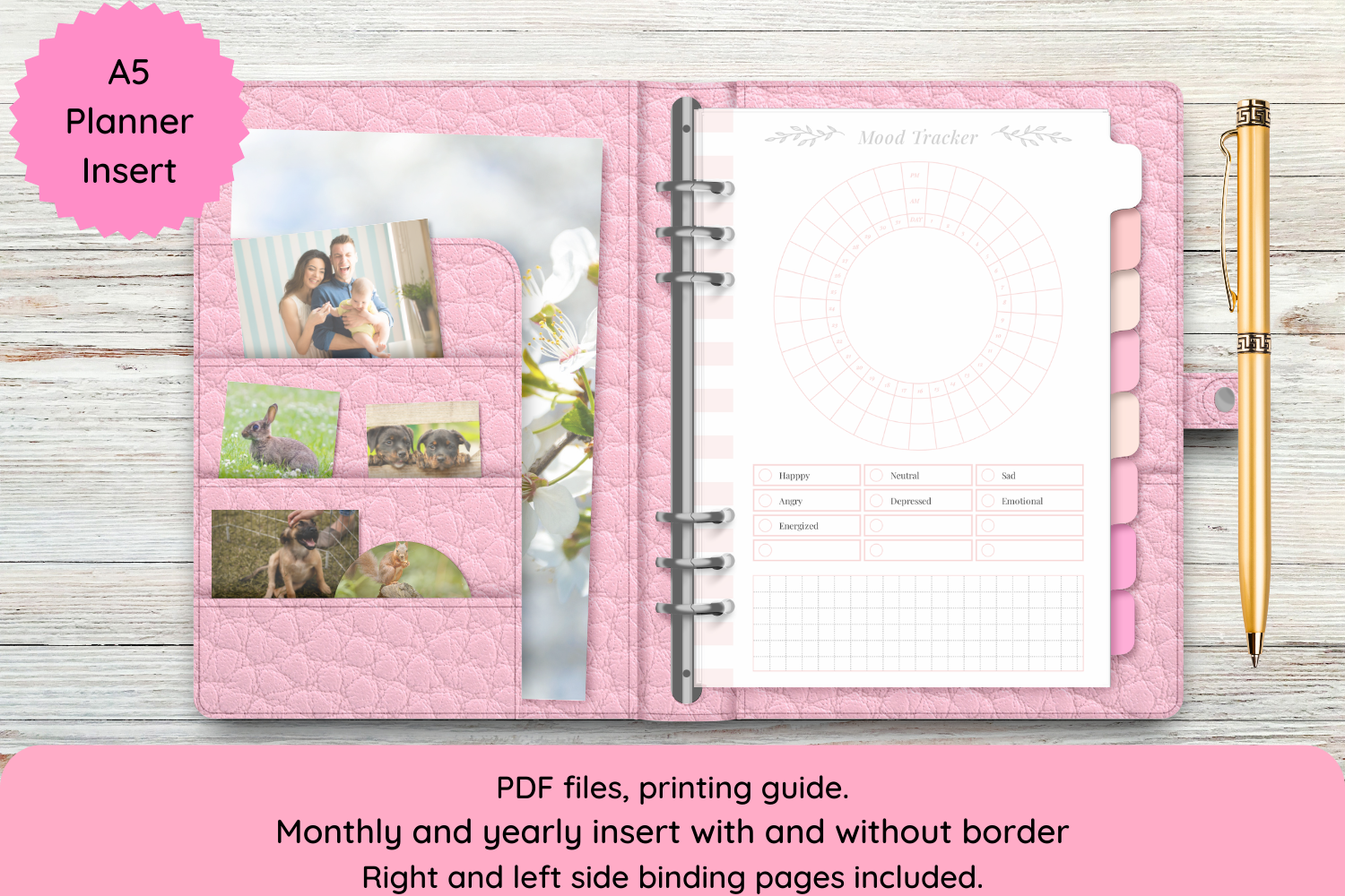 Mood Tracker: A5 Mood Tracker Inserts by Planner Fans