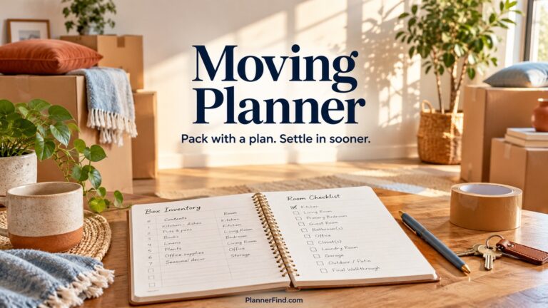 Moving Planner with realistic planners and themed accessories