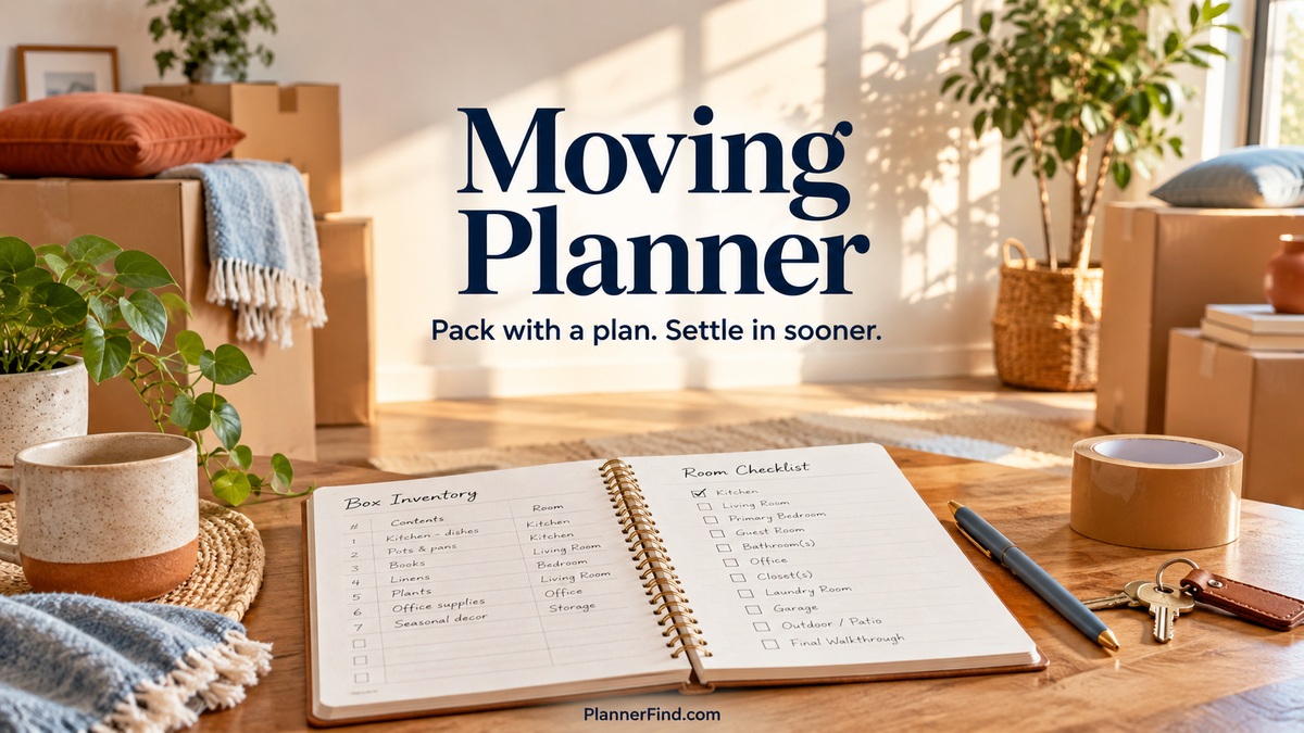 Moving Planner with realistic planners and themed accessories