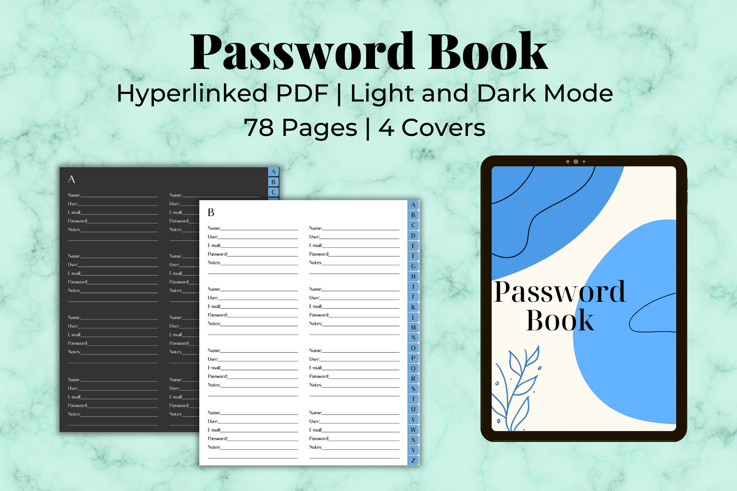 Password Tracker: Digital Password Book: Light and Dark Modes
