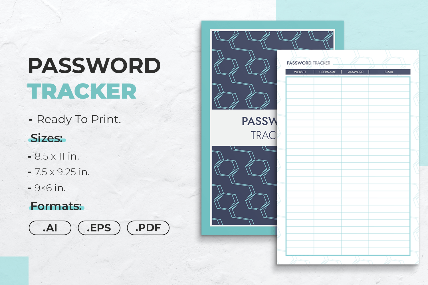 Password Tracker: Password Tracker Template: Illustrator and EPS Sources