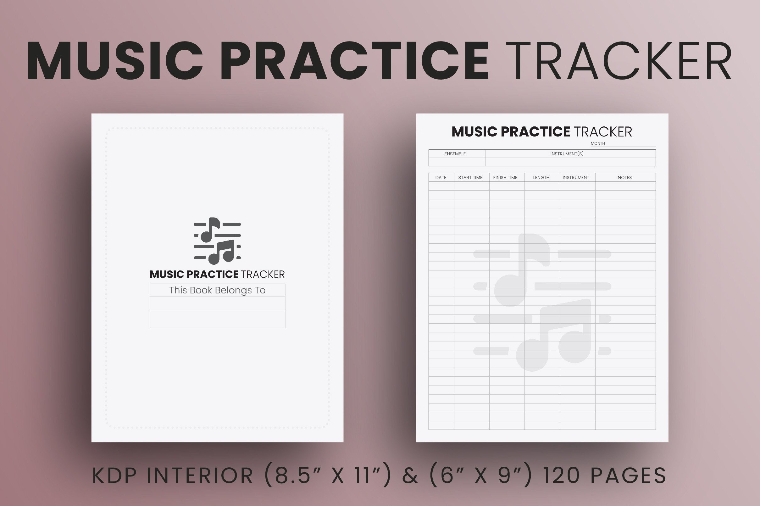 music practice journal: Two-Size Music Practice Tracker original product preview