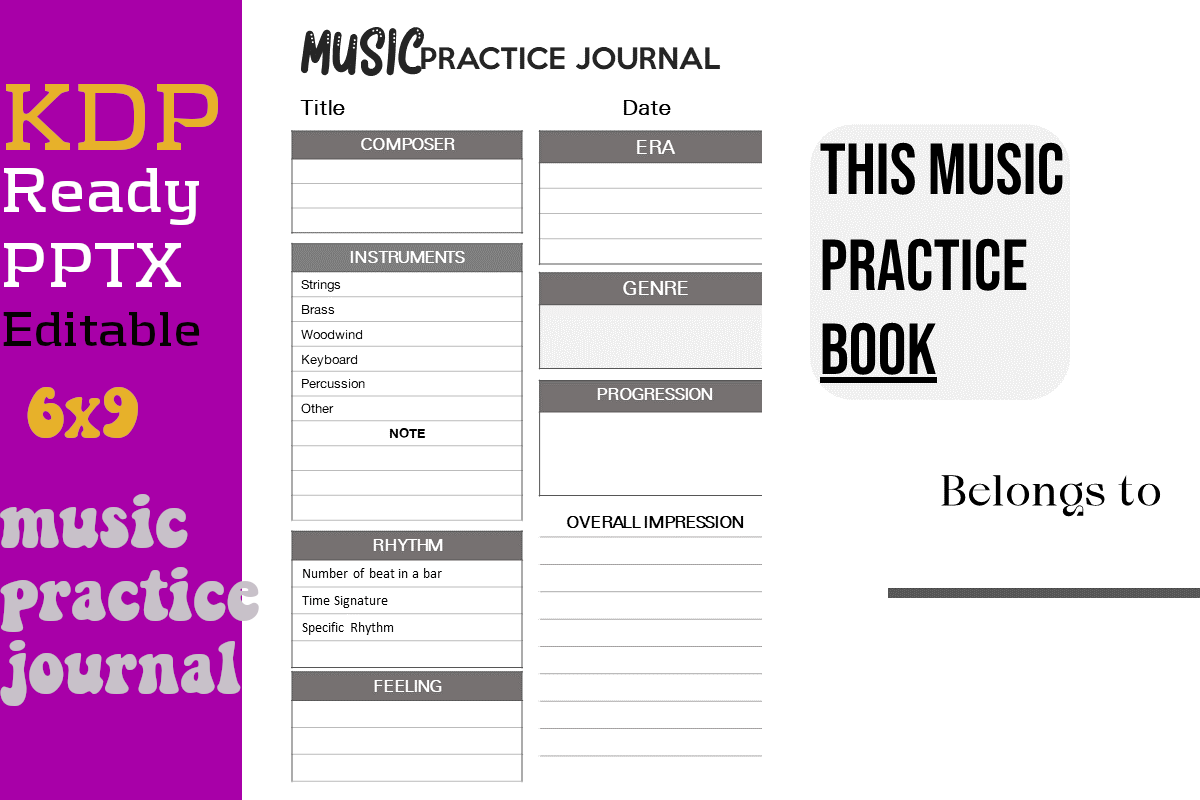 music practice journal: Compact Journal with Editable Presentation Files original product preview