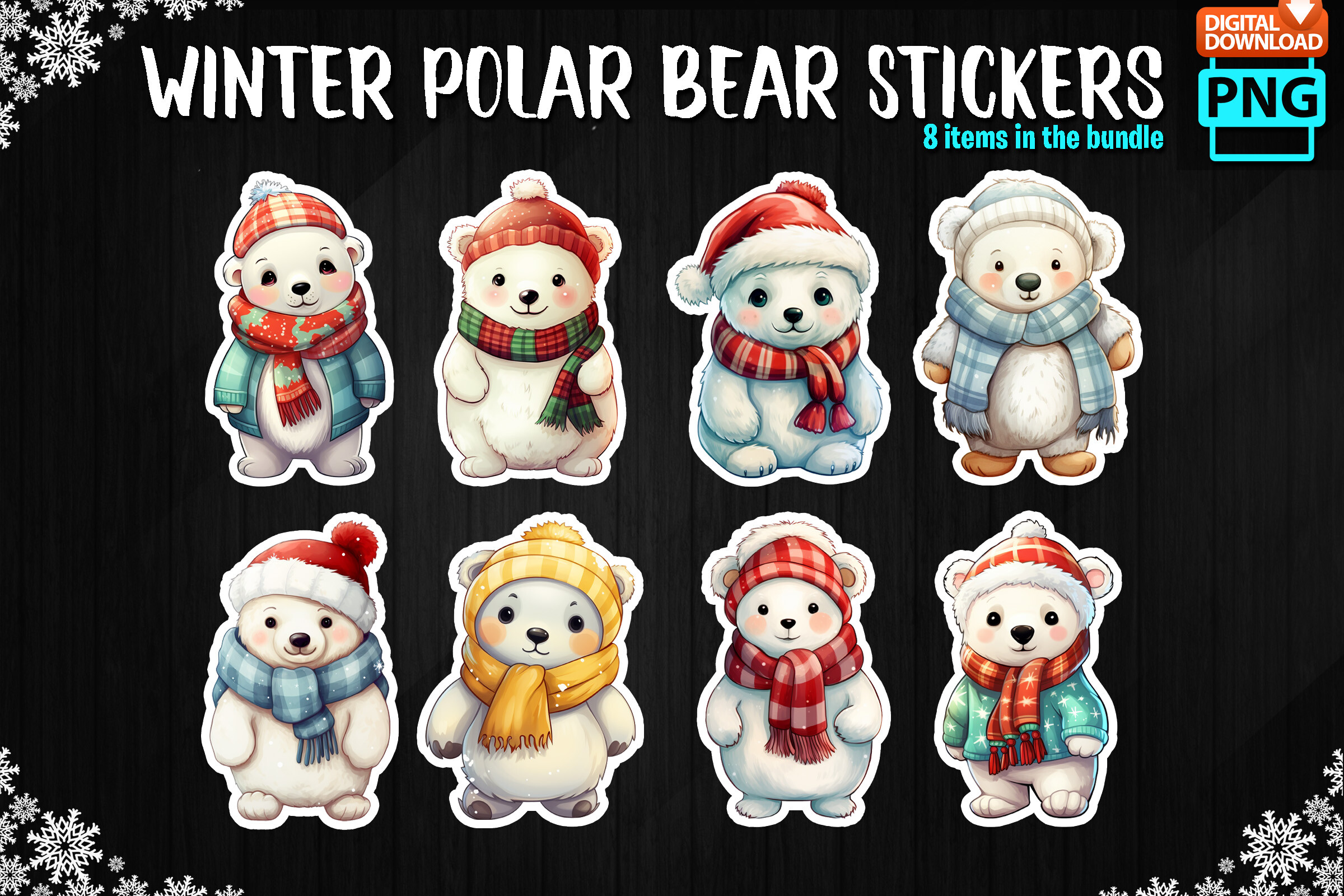 polar bear stickers: Winter Polar Bear Sticker Bundle original product preview