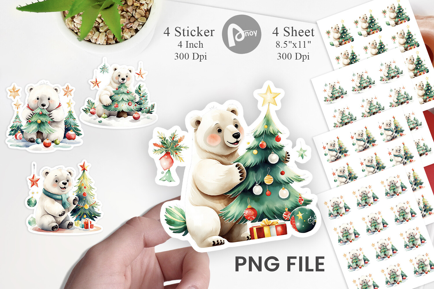 polar bear stickers: Christmas Bears with Prepared Sticker Sheets original product preview