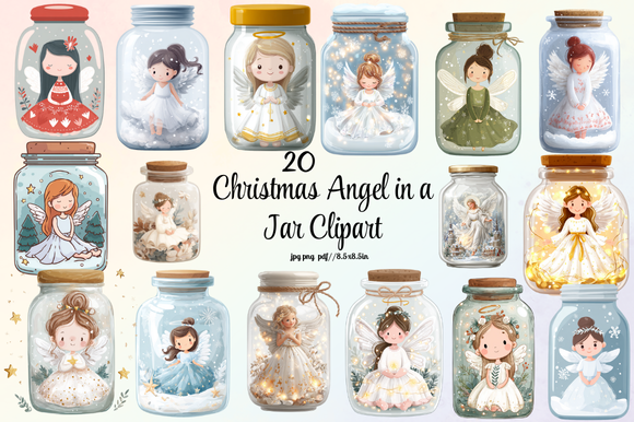 christmas angel stickers: Christmas Angels in Jars original product preview