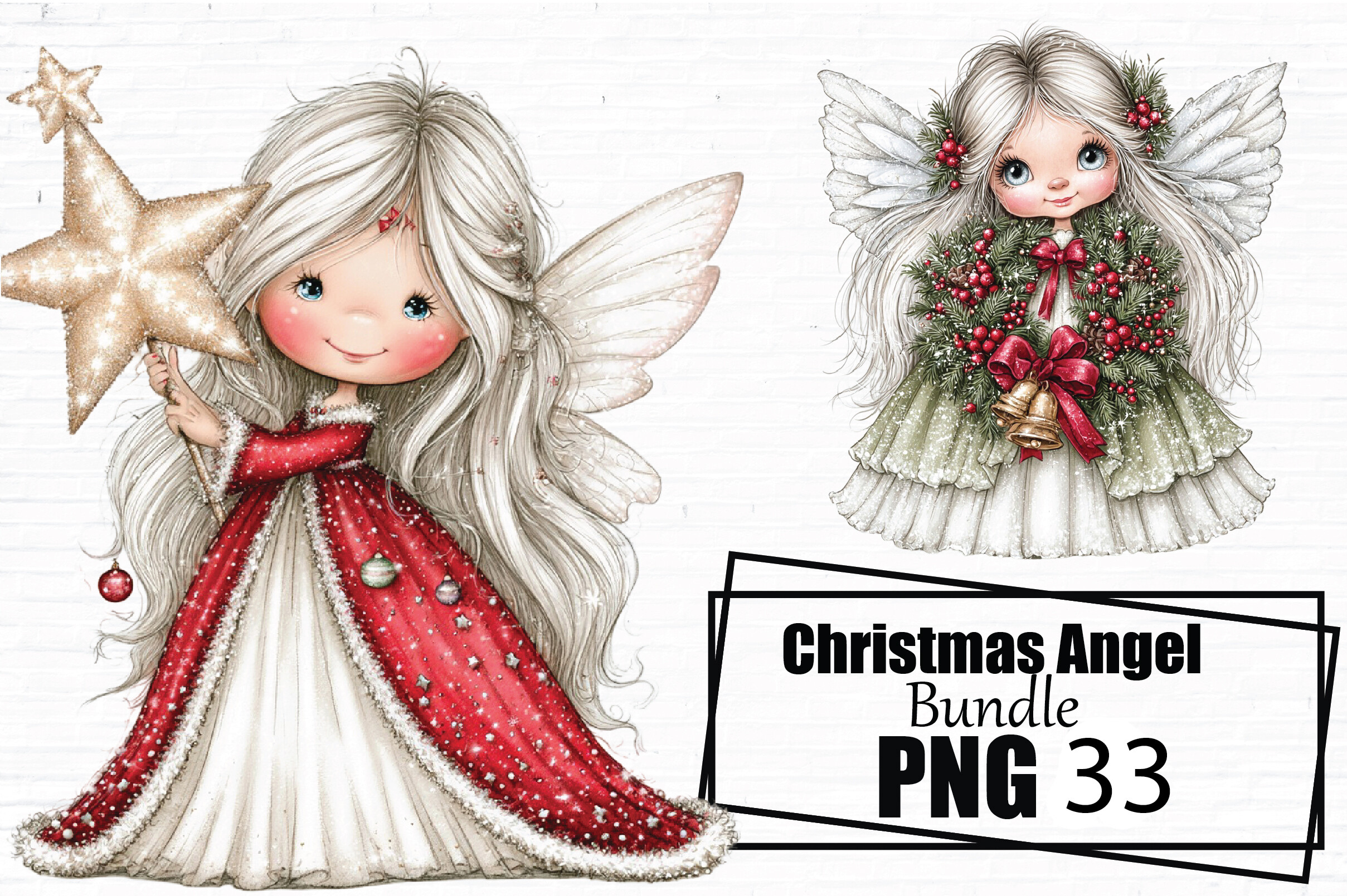 christmas angel stickers: Thirty Angels with Festive Stars and Greenery original product preview