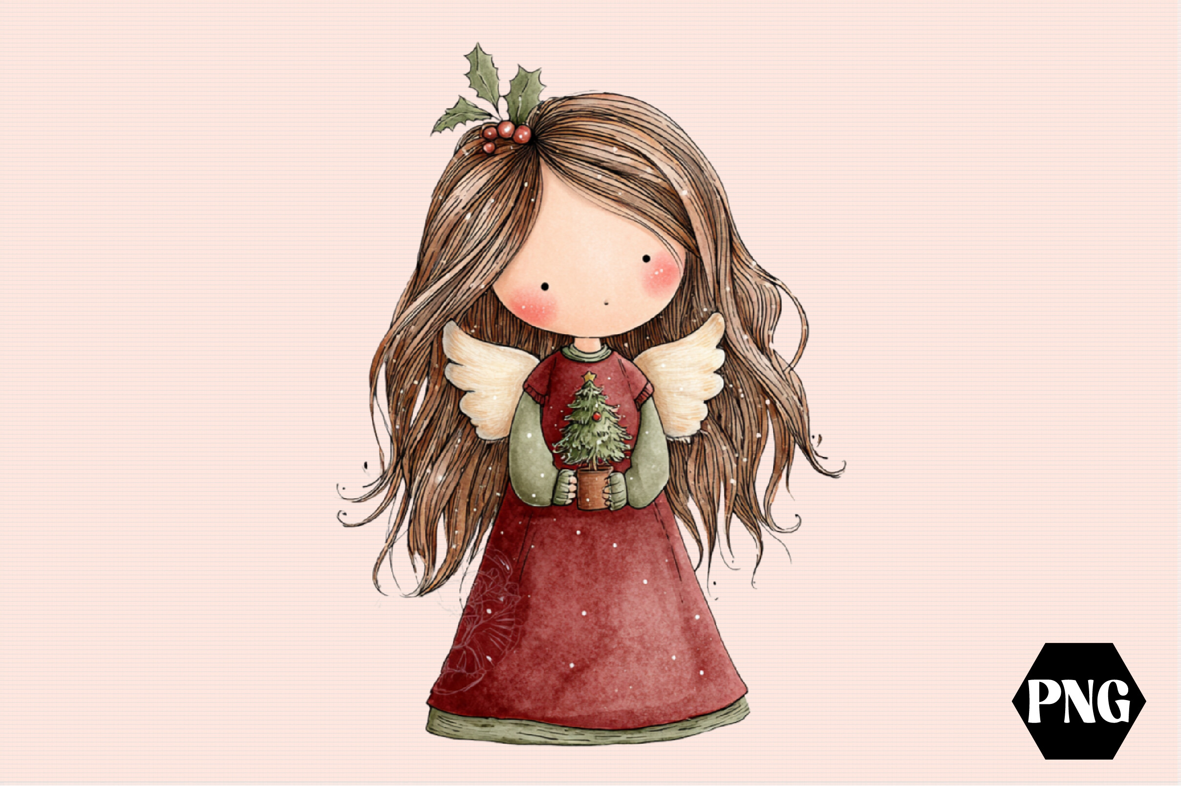 christmas angel stickers: One Whimsical Angel Illustration original product preview
