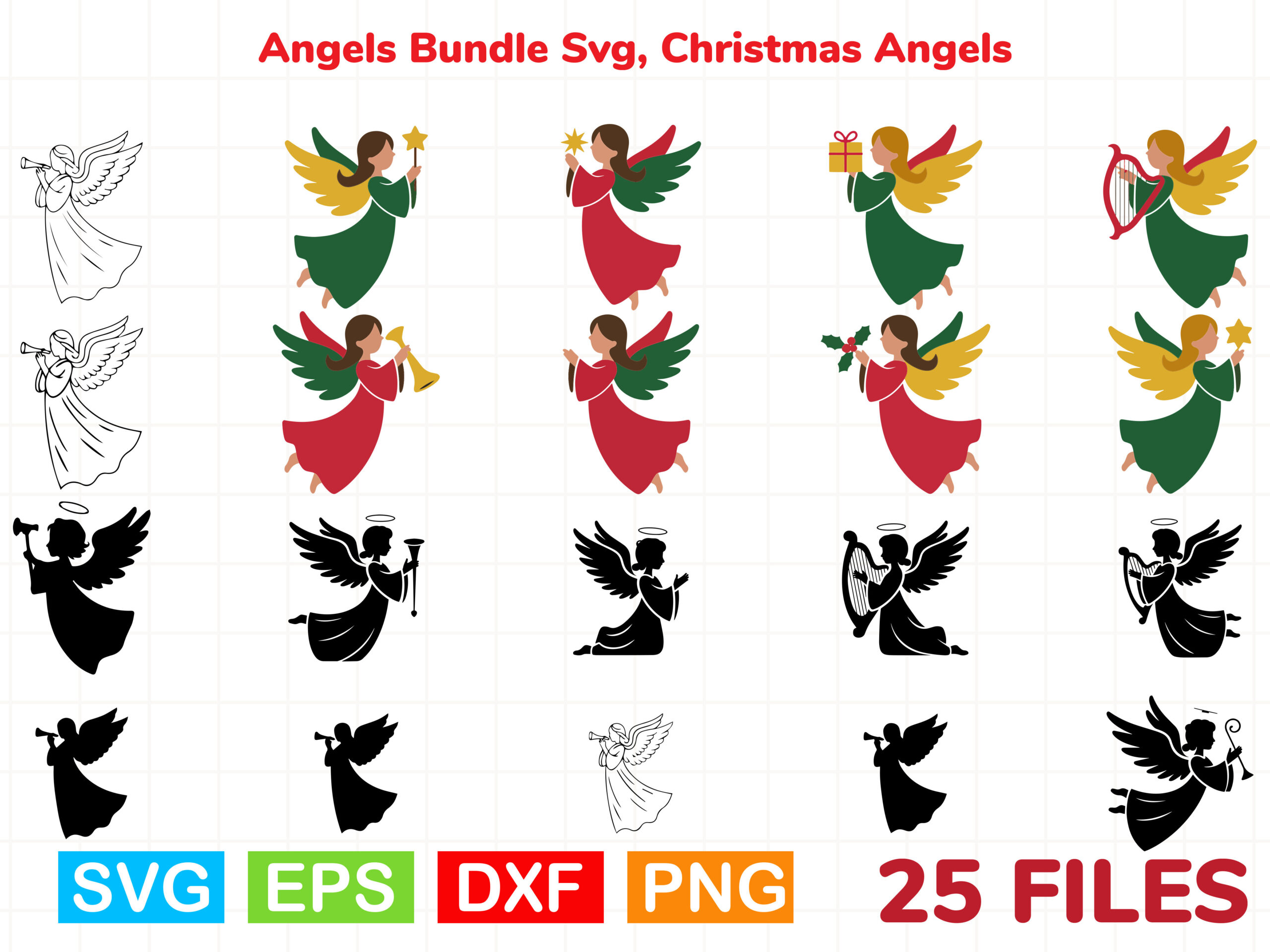 christmas angel stickers: Christmas Angel Vector and PNG Bundle original product preview