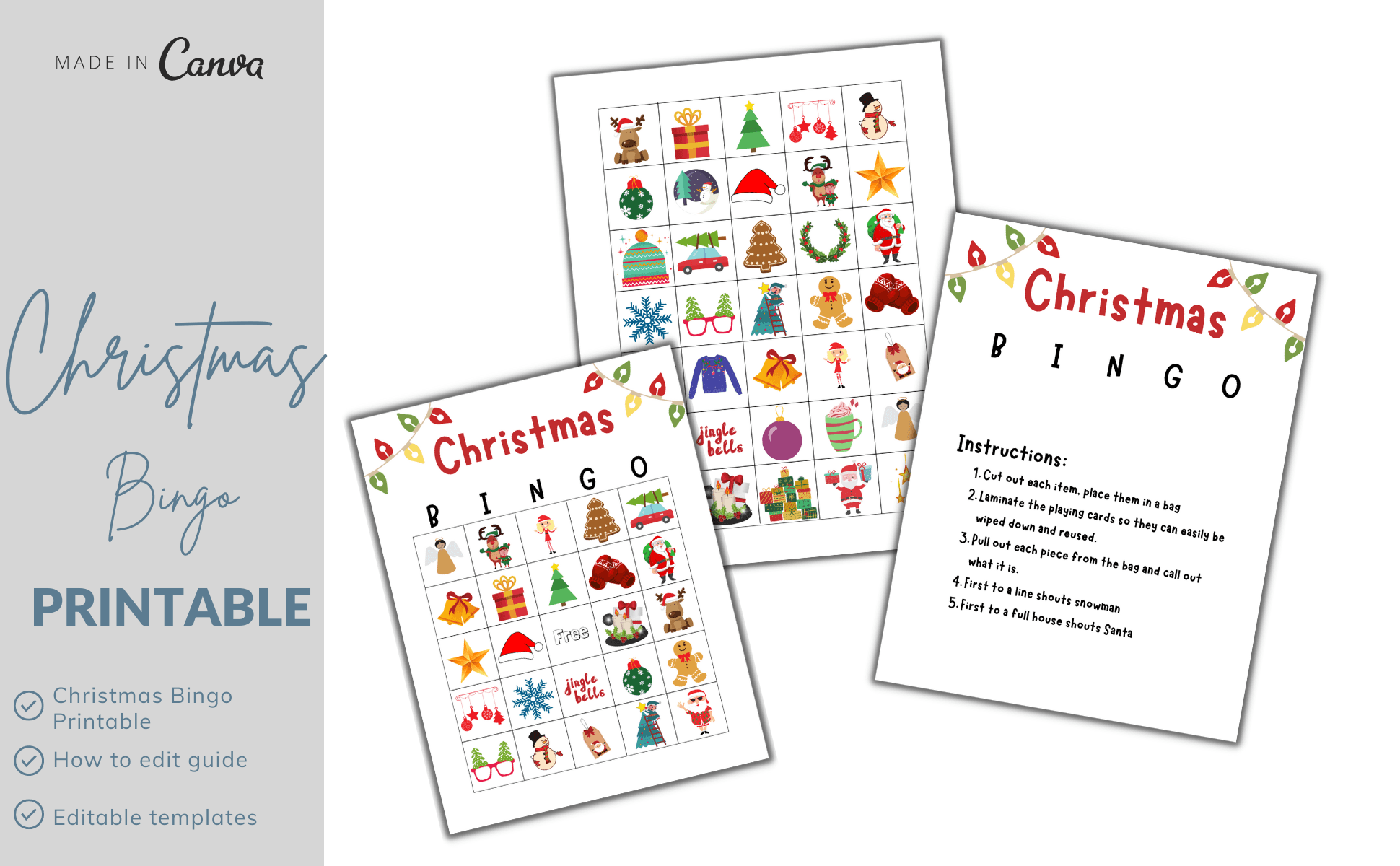 christmas bingo cards: Ten Editable Christmas Bingo Cards original product preview