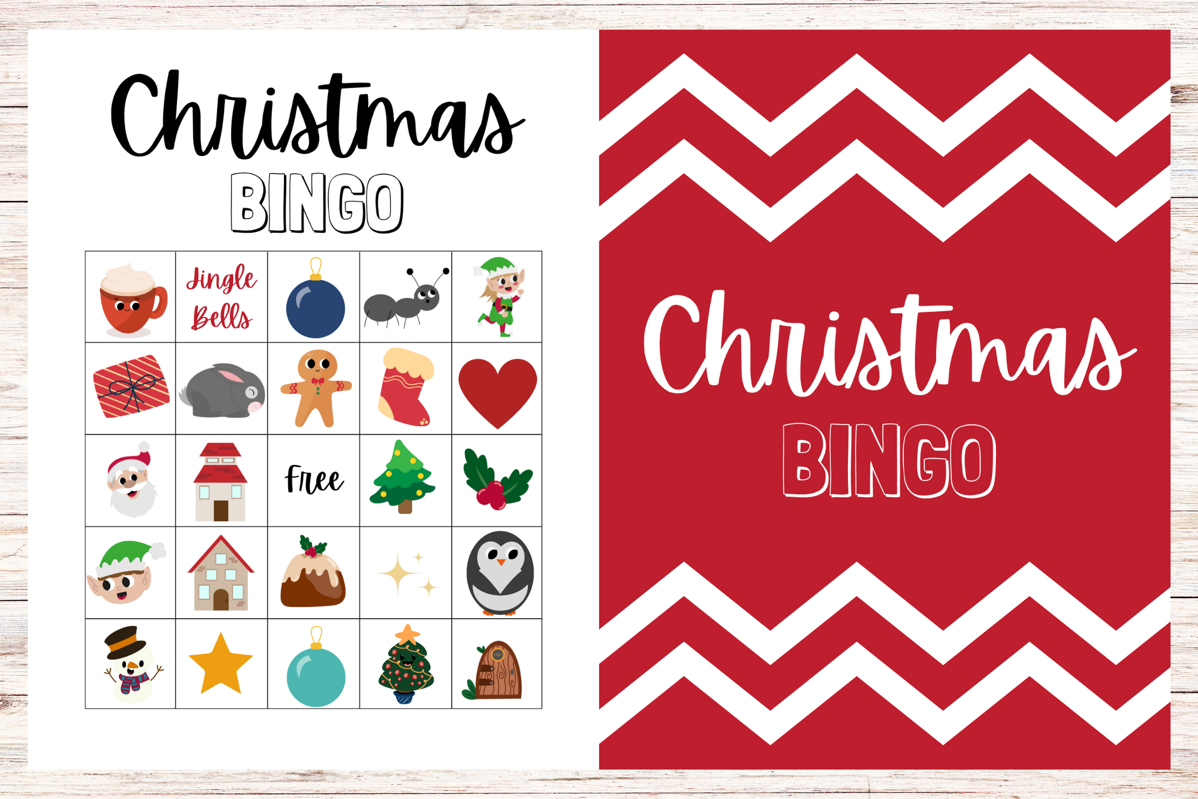 christmas bingo cards: Illustrated Bingo in PDF and PNG original product preview