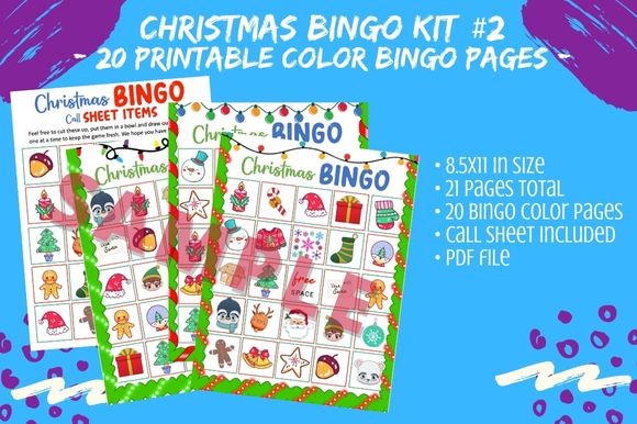 christmas bingo cards: Twenty Colorful Christmas Cards — Set Two original product preview