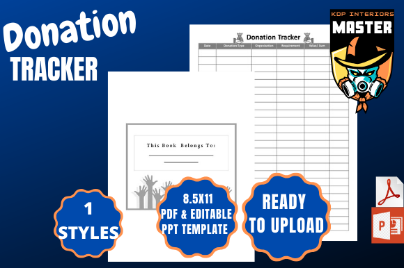 donation tracker: Letter Donation Tracker with PDF and PPT original product preview