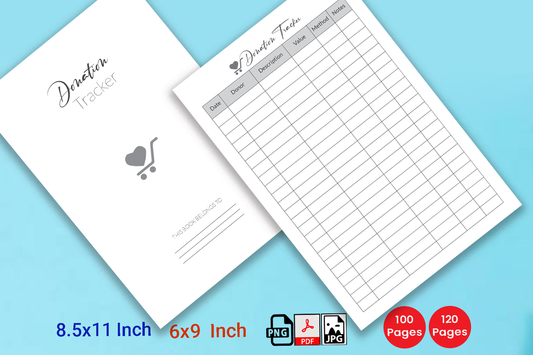 donation tracker: Two-Size Donation Tracker with Image Exports original product preview