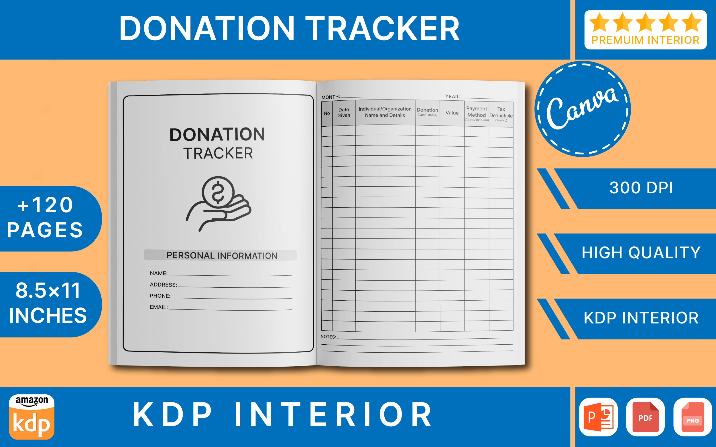 donation tracker: Minimal 120-Page Donation Tracker Interior original product preview