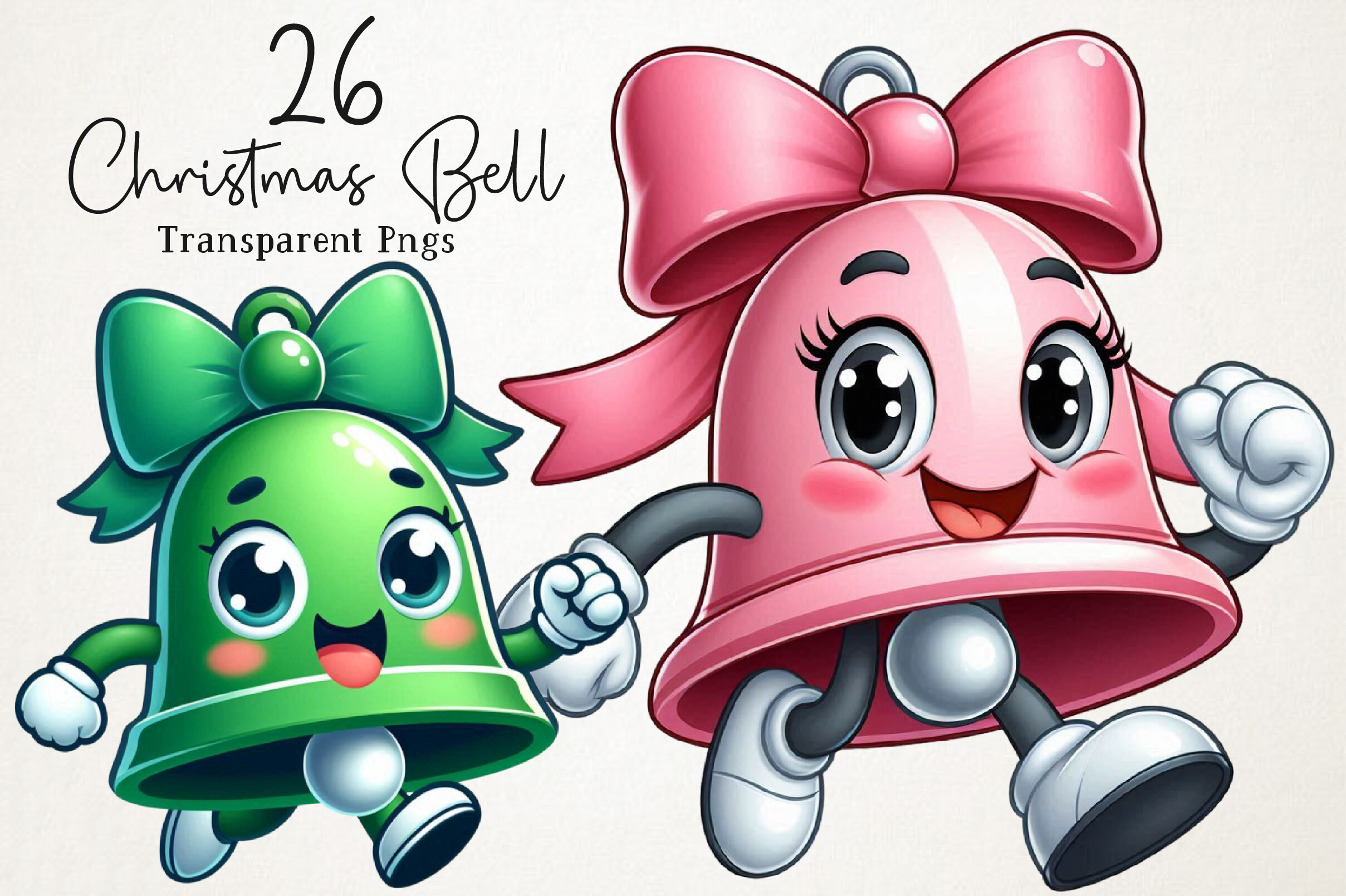christmas bell stickers: Twenty-Six Christmas Bell PNG Illustrations original product preview
