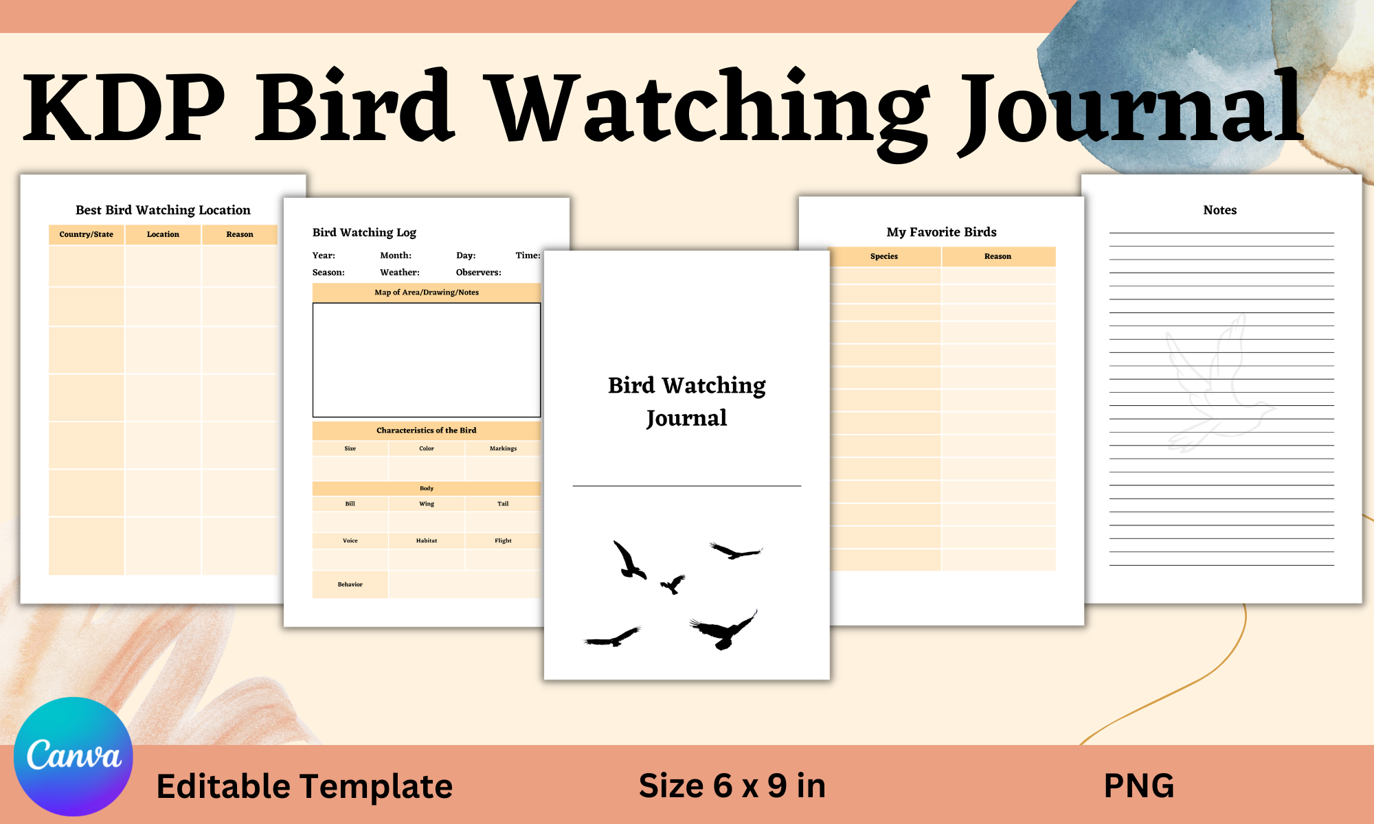 bird watching journal: Five-Page Canva Journal by Ivana Prue original product preview