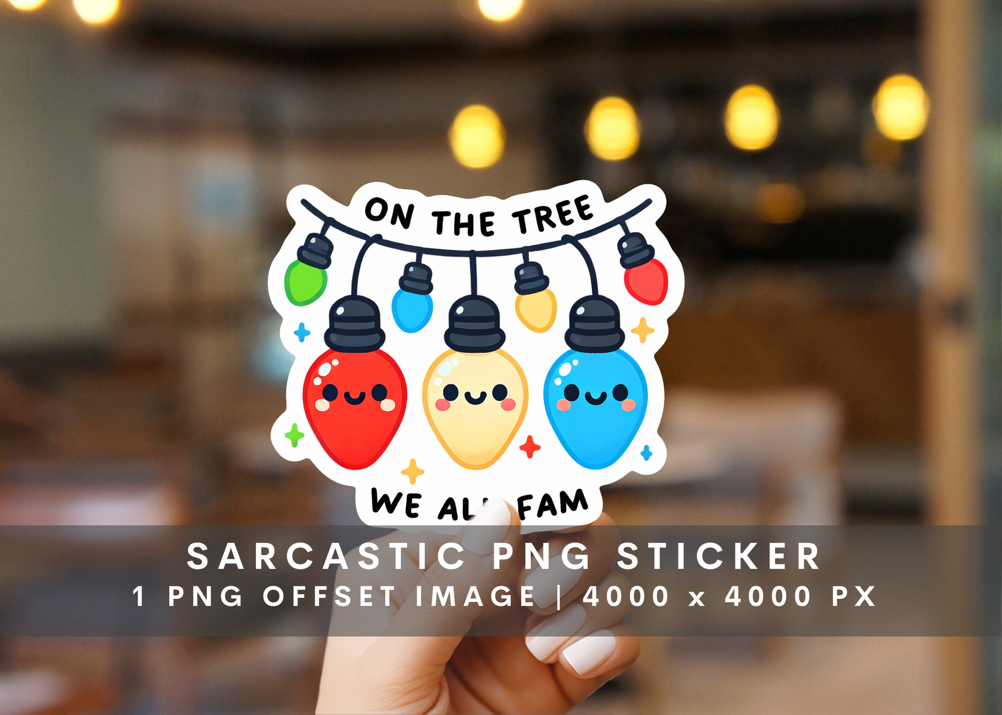 christmas lights stickers: Smiling Bulb Sticker by Moe Howard original product preview