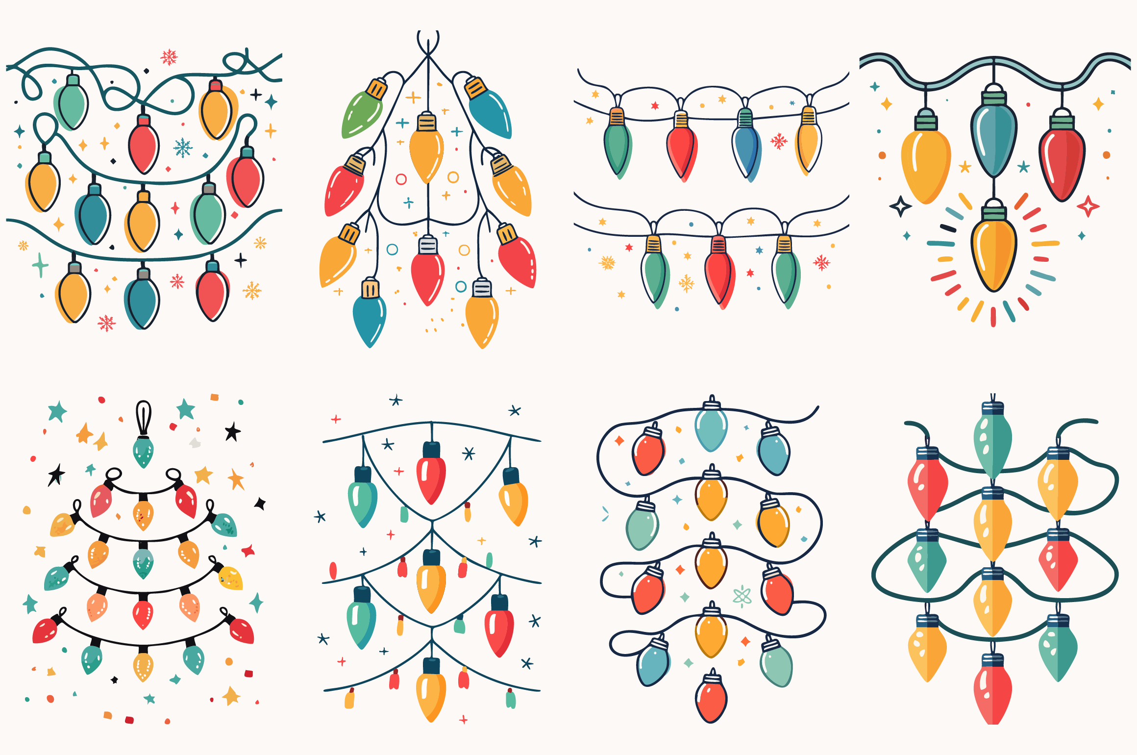 christmas lights stickers: Eight Light Designs by Sumon Chandra original product preview