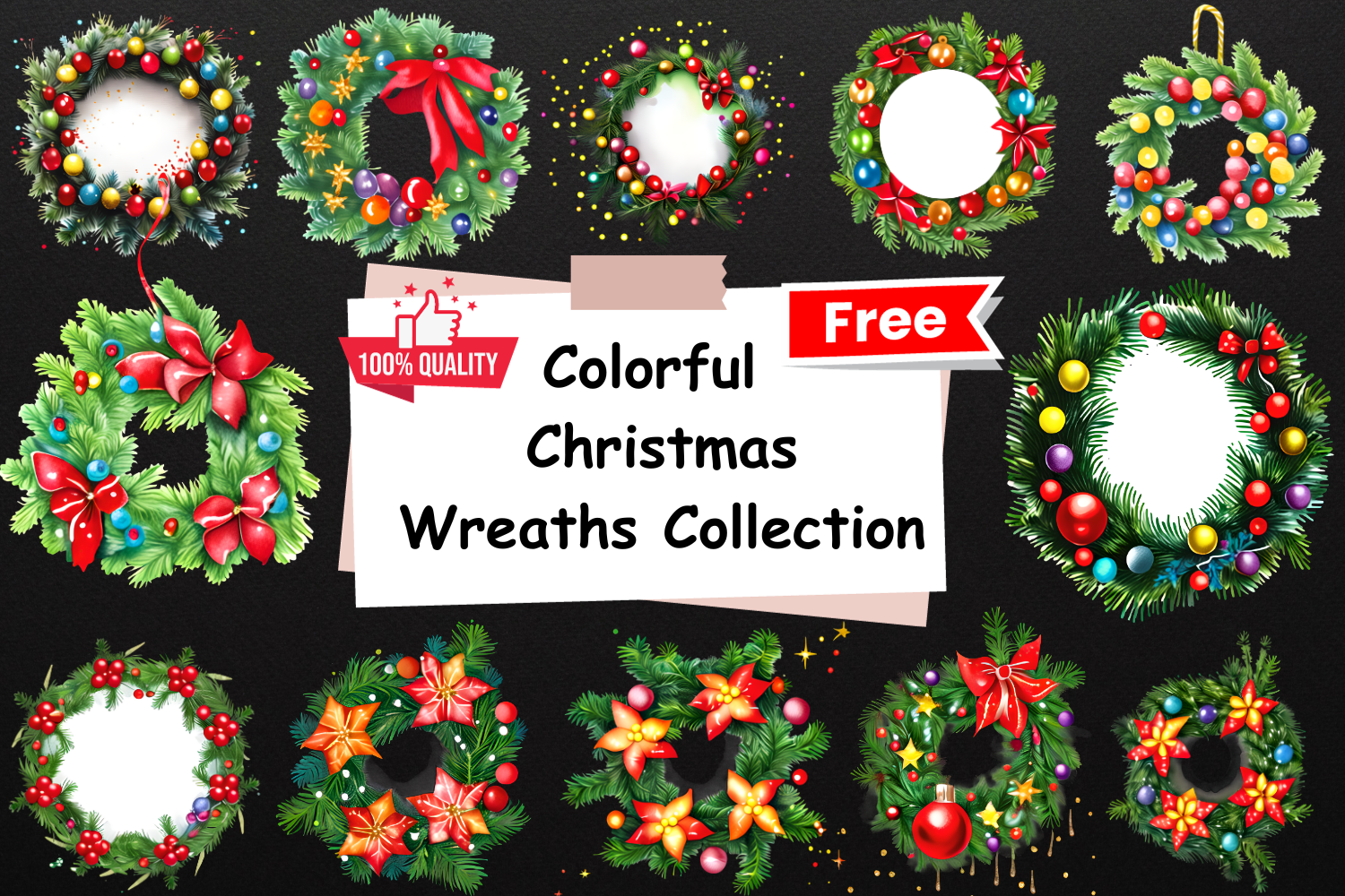 christmas wreath stickers: 14 Festive Wreaths by Hassas Arts original product preview