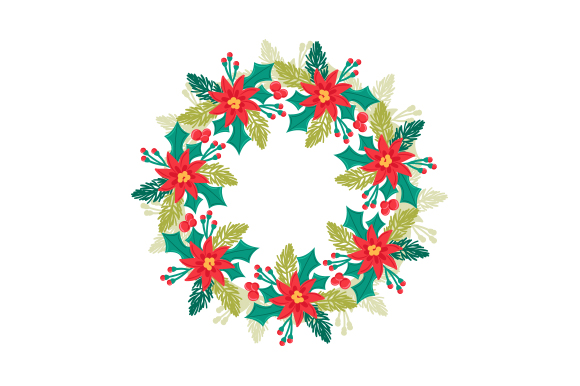 christmas wreath stickers: Poinsettia Wreath by Creative Fabrica Crafts original product preview