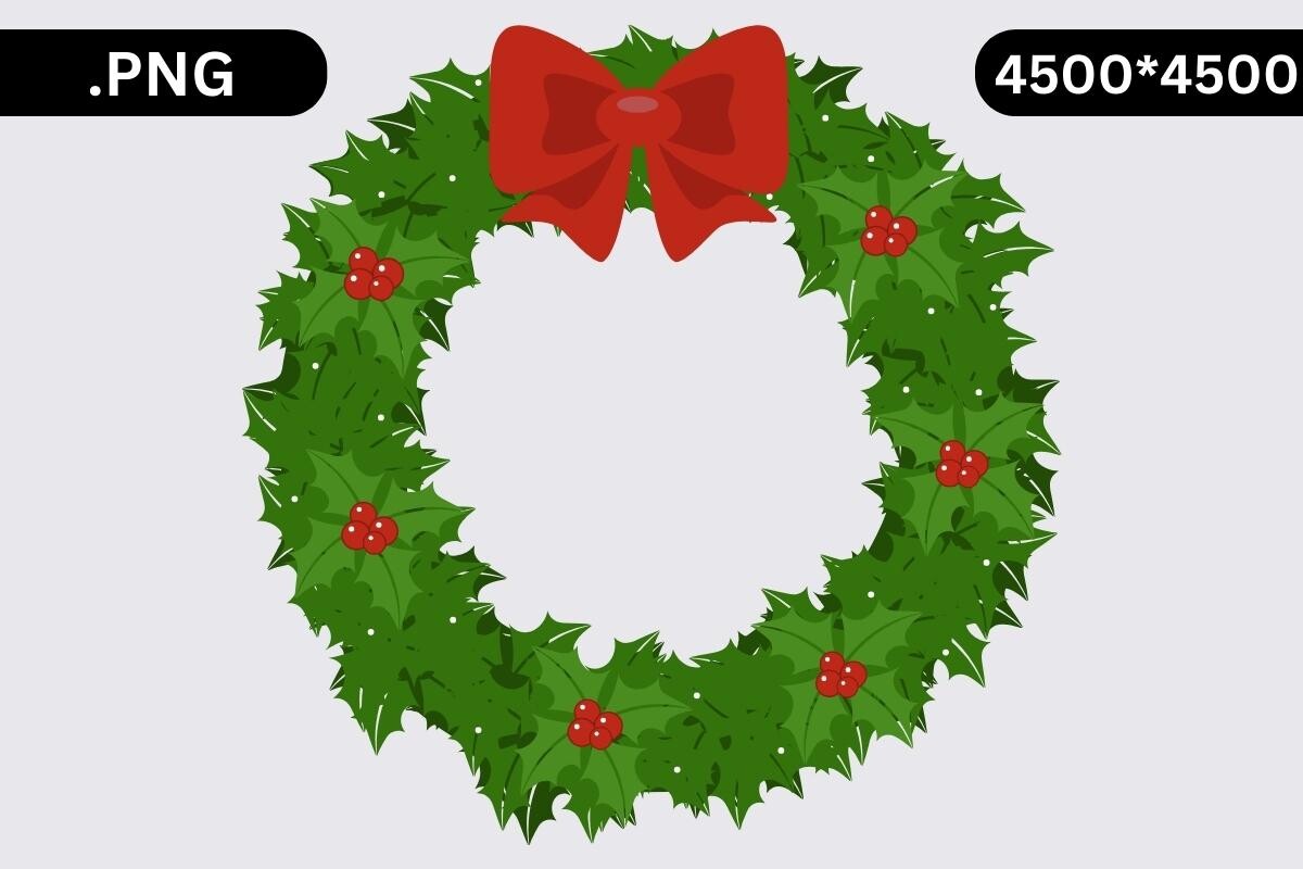christmas wreath stickers: Red Bow Holly Wreath by NyDesign original product preview