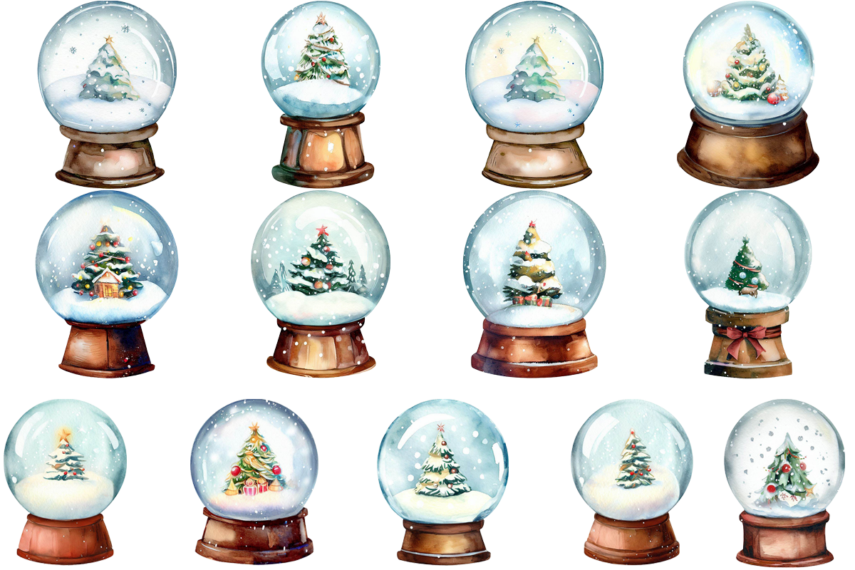 christmas snow globe stickers: Thirteen Transparent Holiday Snow Globes original product preview