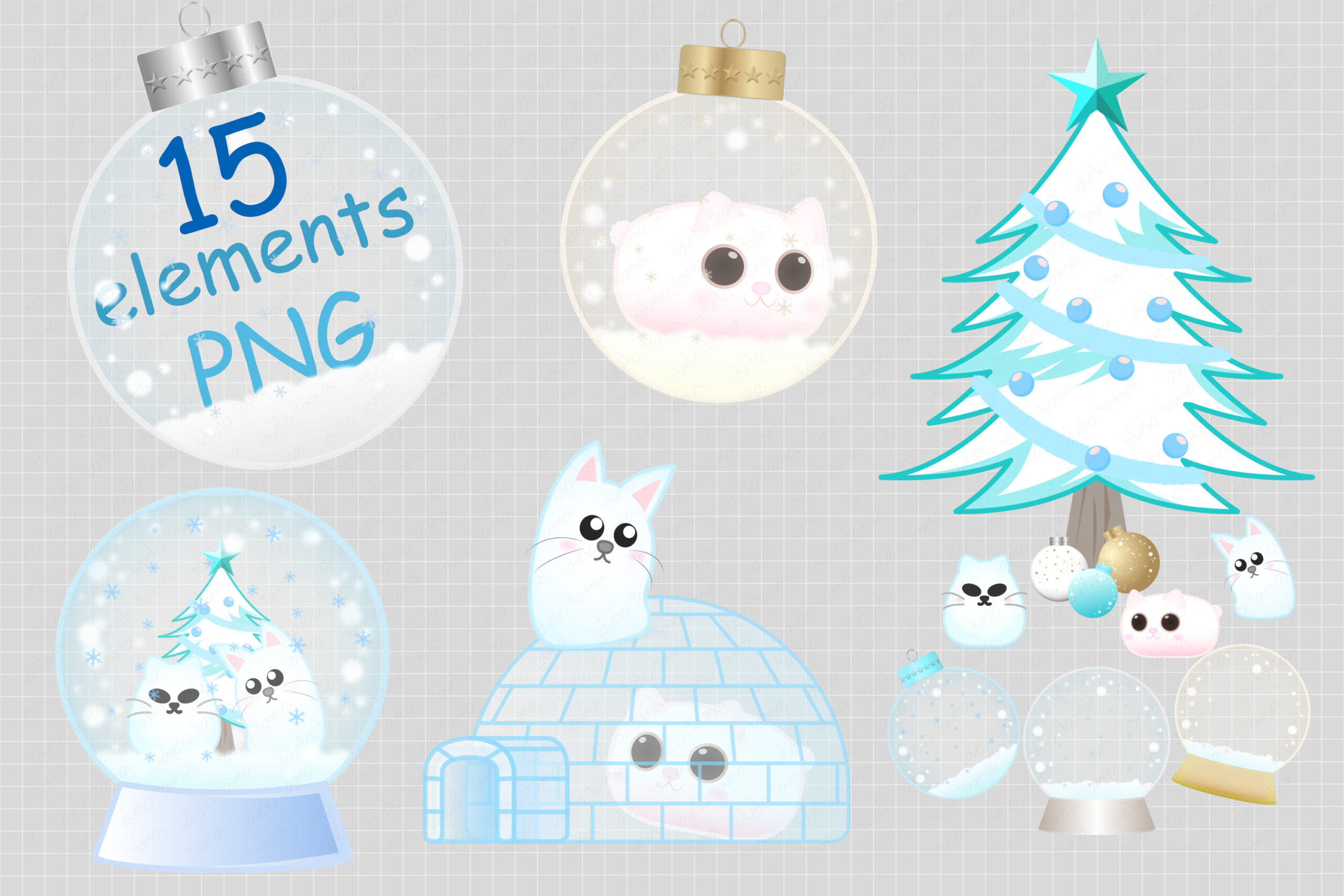 christmas snow globe stickers: Cat Snow Globe Sticker Elements original product preview