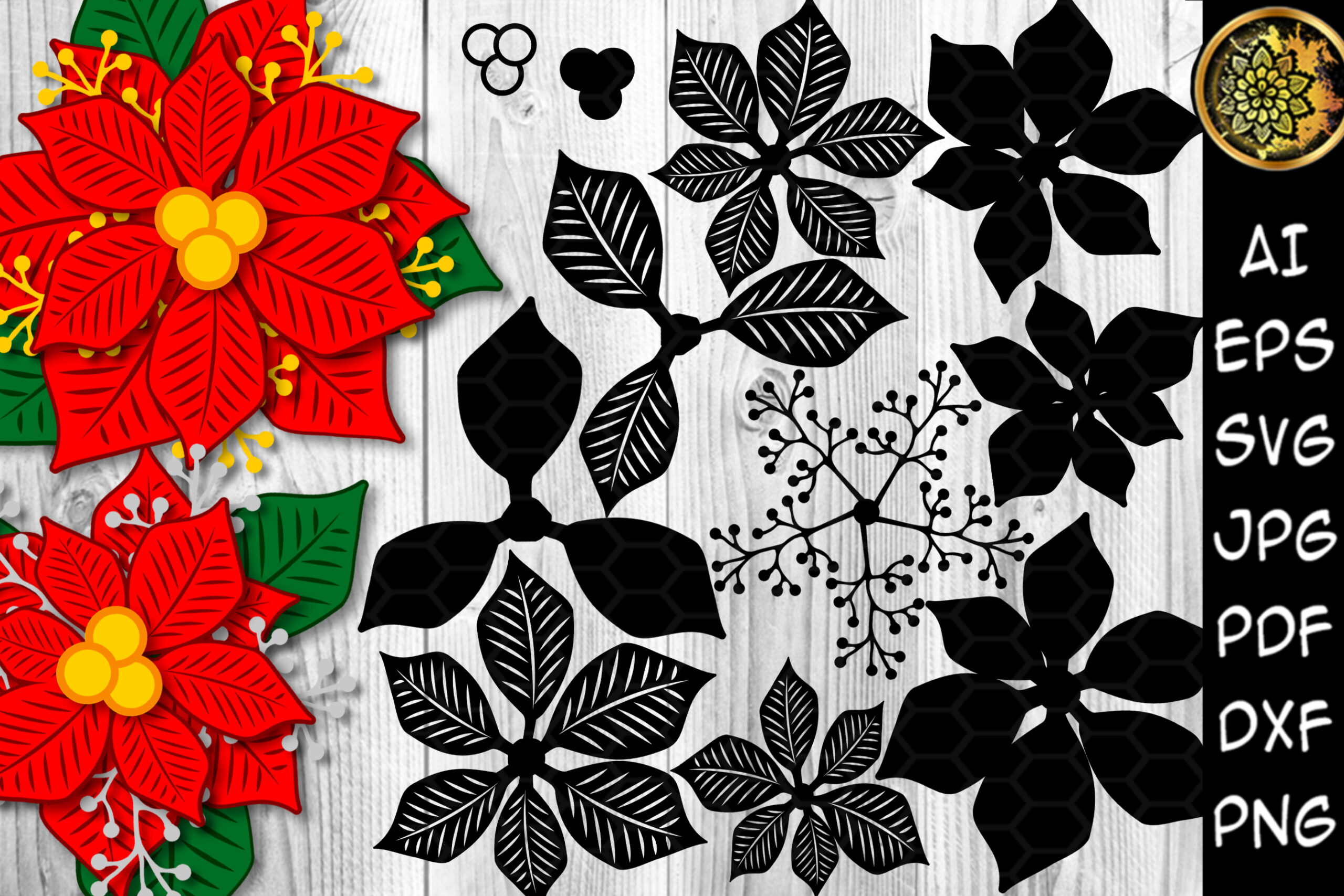 poinsettia stickers: Poinsettia Bunches Builder original product preview