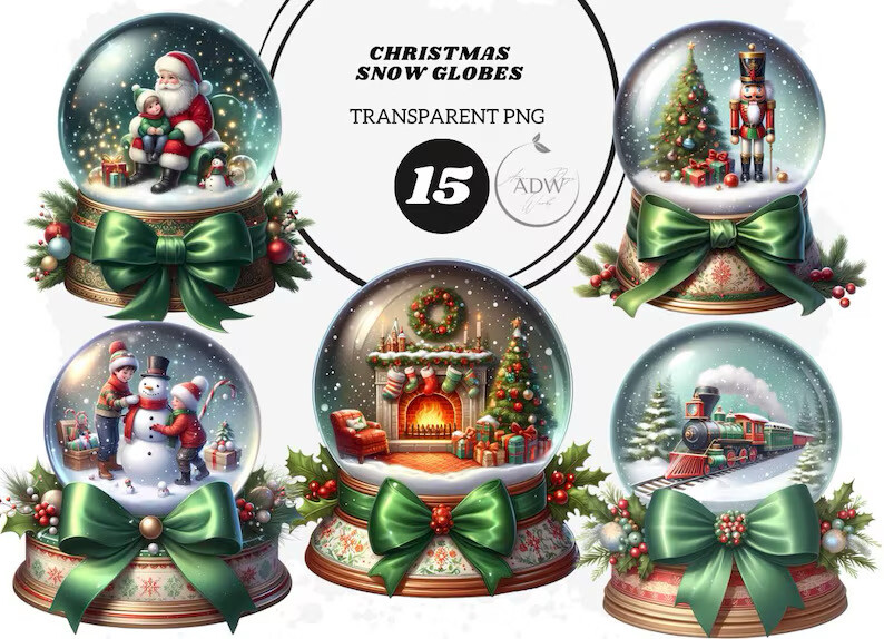 christmas snow globe stickers: Christmas Snow Globe Scene Graphics original product preview