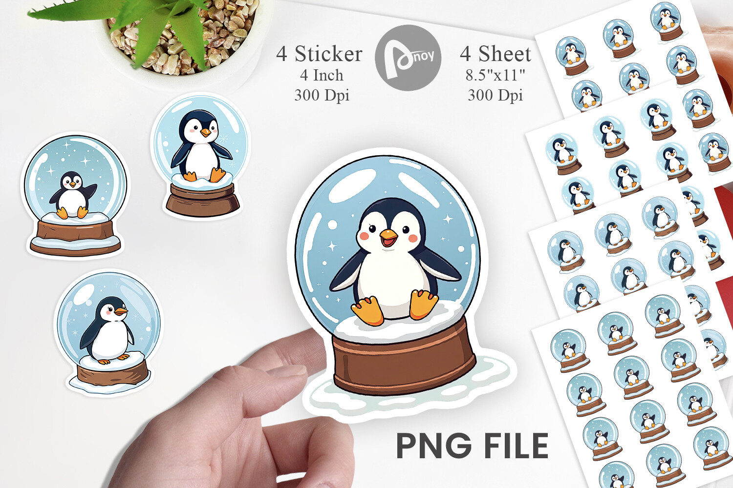 christmas snow globe stickers: Penguin Snow Globe Stickers and Sheets original product preview