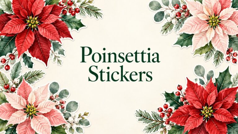 Poinsettia Stickers illustrated cover