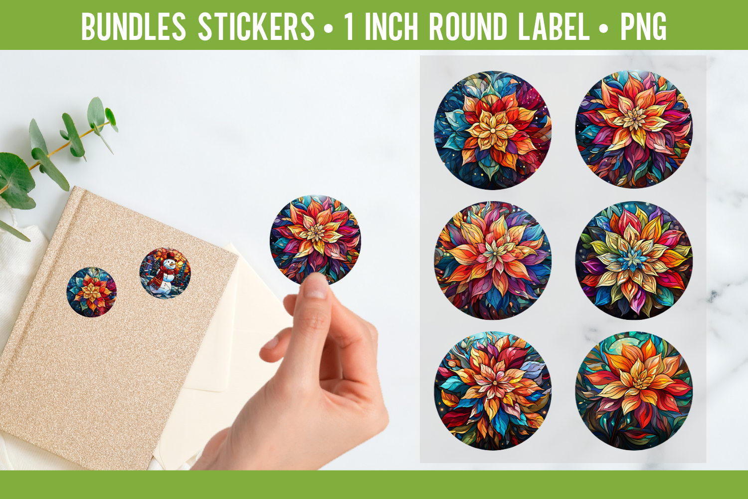 poinsettia stickers: Small Round Poinsettia Label Graphics original product preview