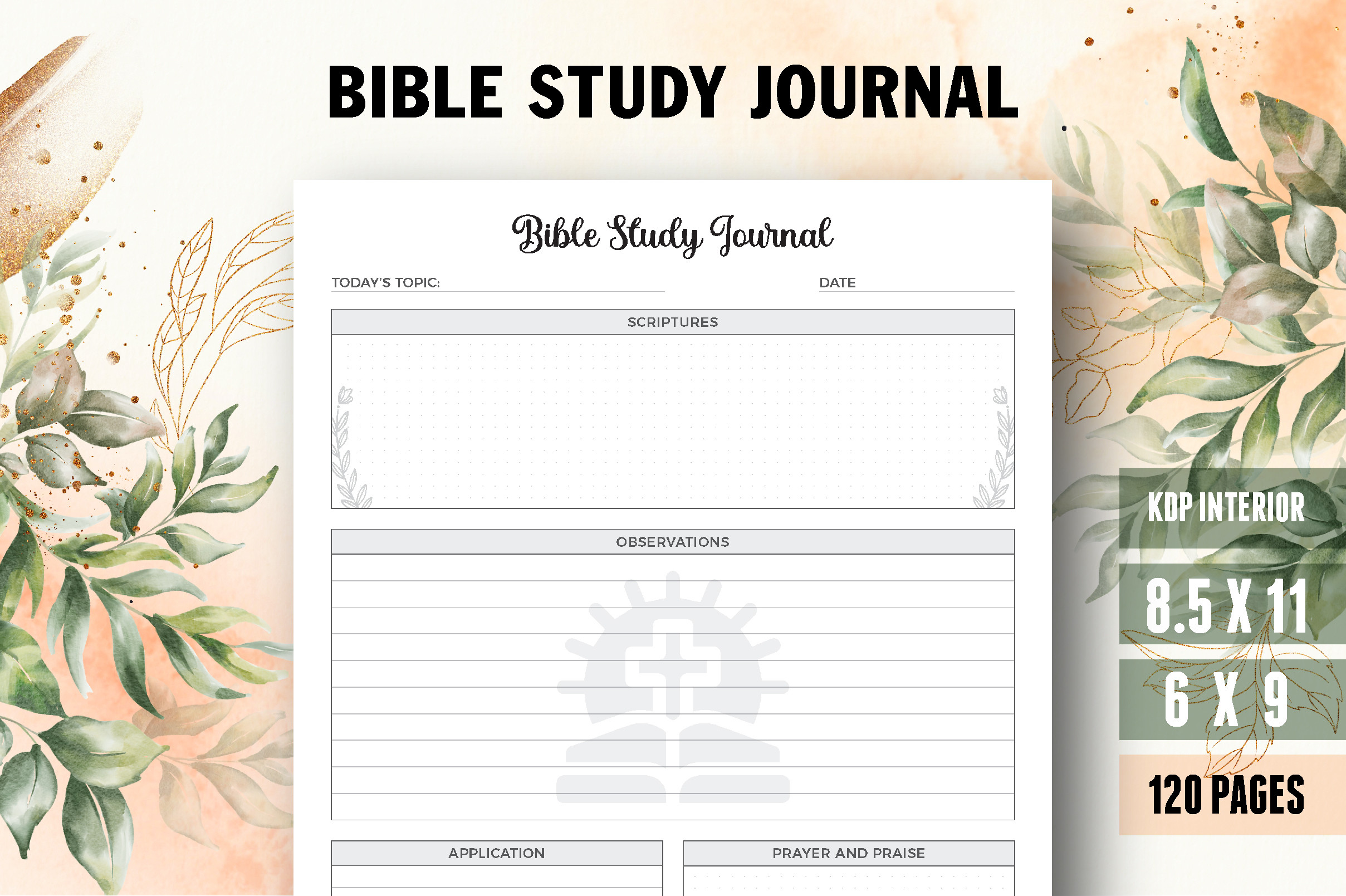 bible study journal templates: Bible Study Journal with Bleed in Two Sizes original product preview