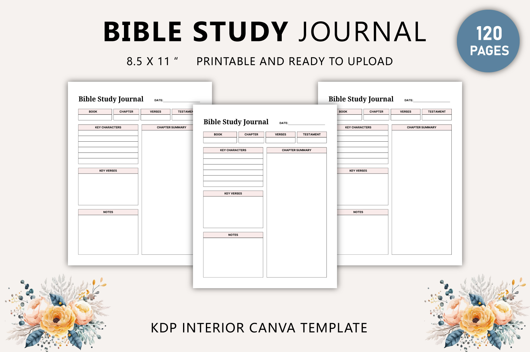 bible study journal templates: A Focused Canva Bible Study Interior original product preview