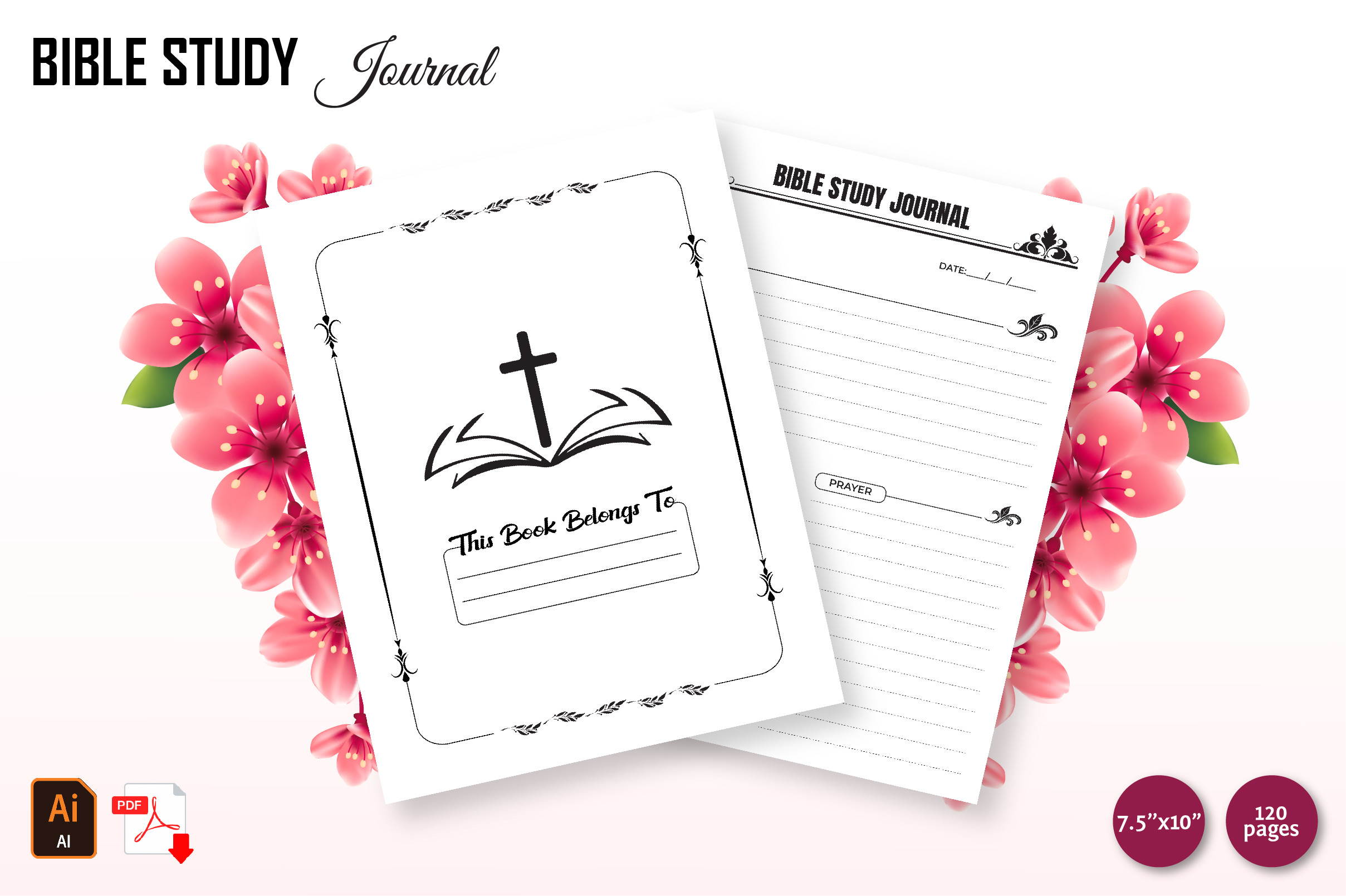 bible study journal templates: Letter-Size Bible Study Pages with AI and PDF original product preview