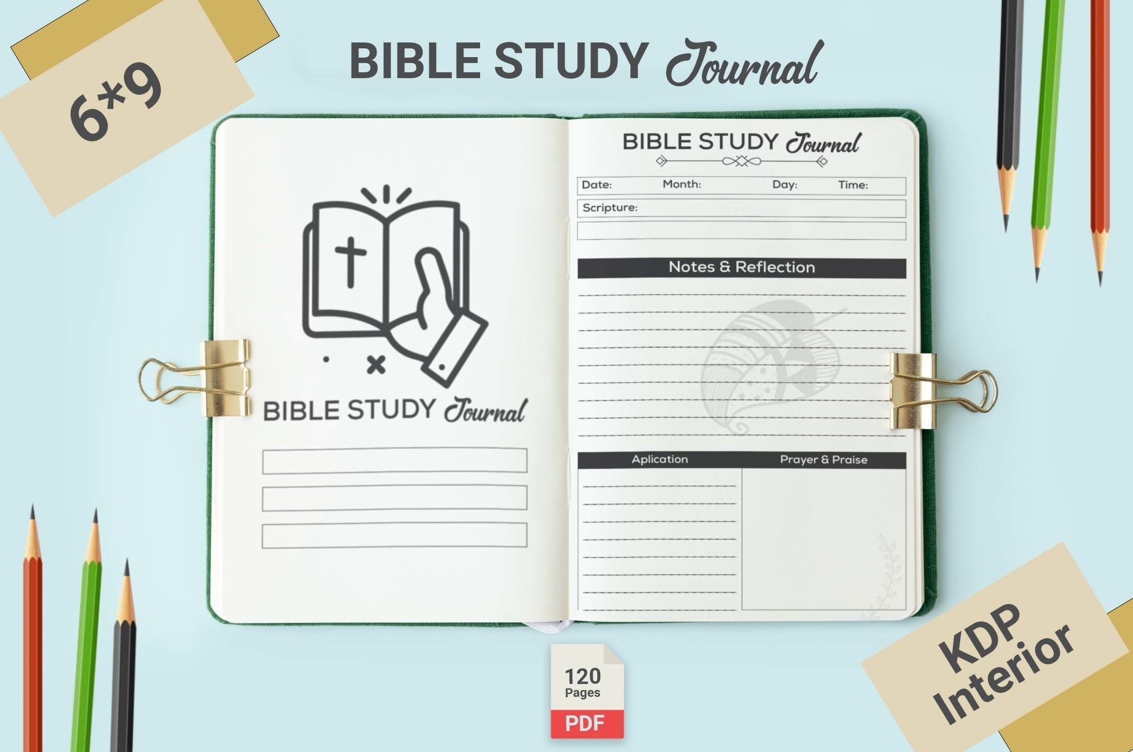 bible study journal templates: Compact Journal with an Illustrator Source original product preview