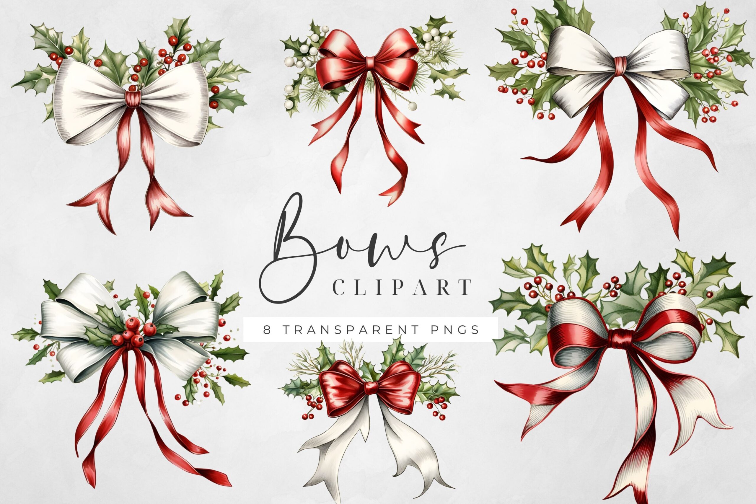 christmas bow stickers: Eight Bows with Mistletoe Details original product preview