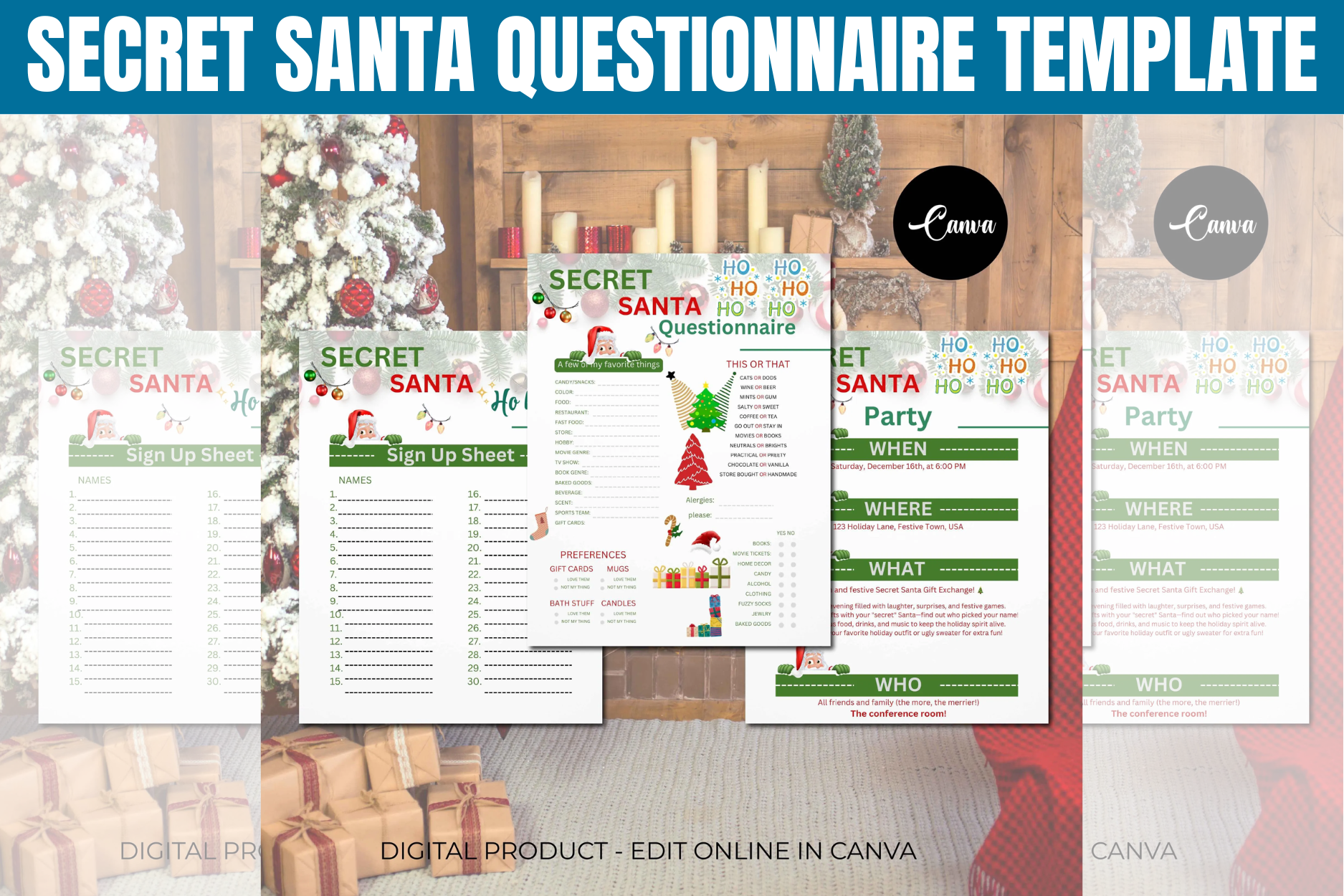 secret santa questionnaire templates: Flexible Secret Santa Preference Survey original product preview