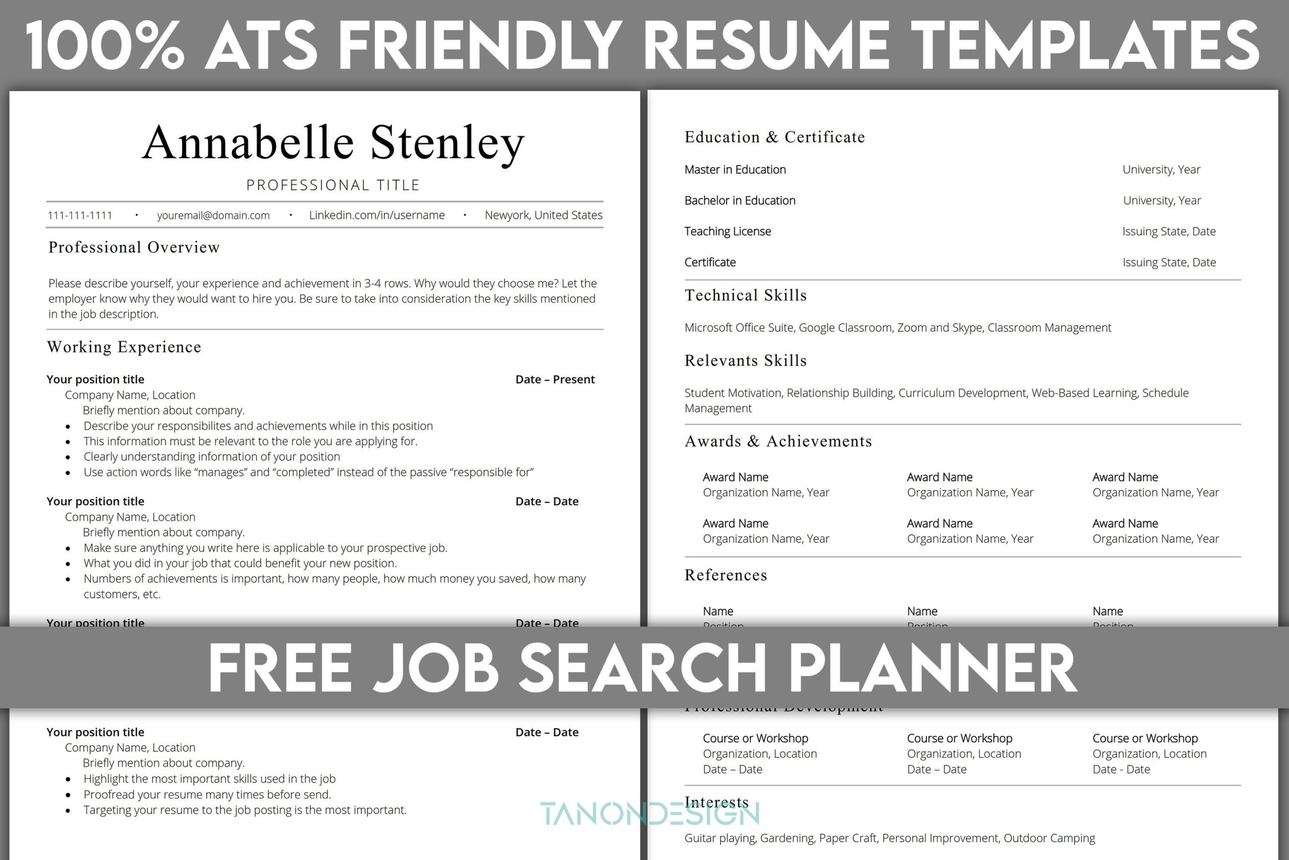 job application tracker templates: Resume Bundle with a Job Application Tracker and Interview Schedule original product preview